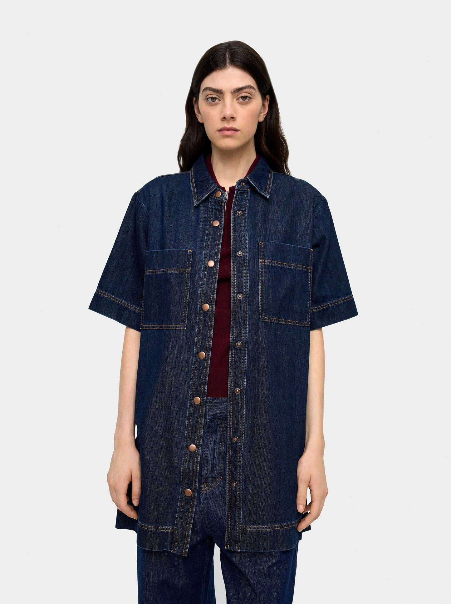 Denim Dress With 100% Cotton