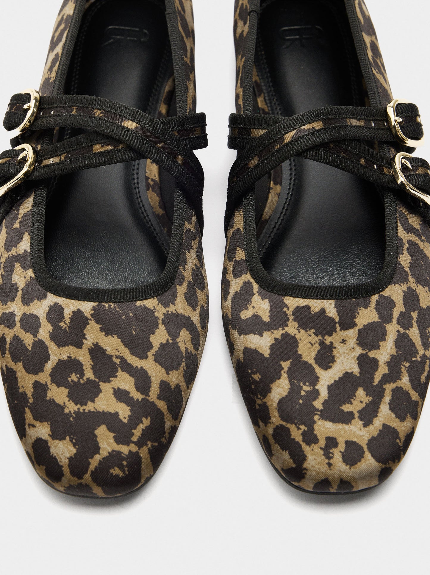 Ballet Flats With Animal Printed Fabric