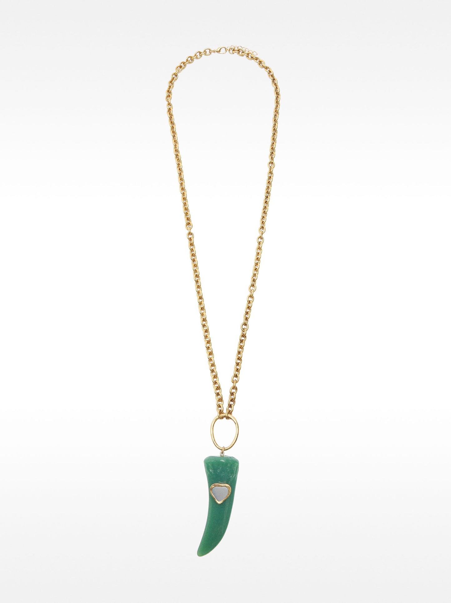 Long Necklace Of Links With Stone Pendant