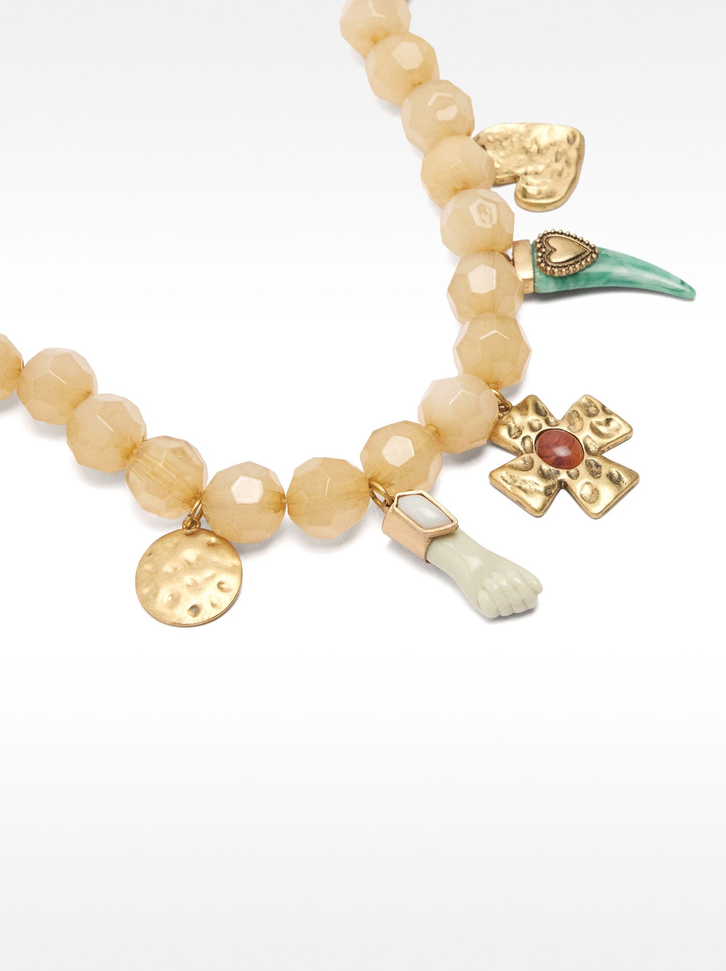 Short Necklace With Stone Effect And Pendants