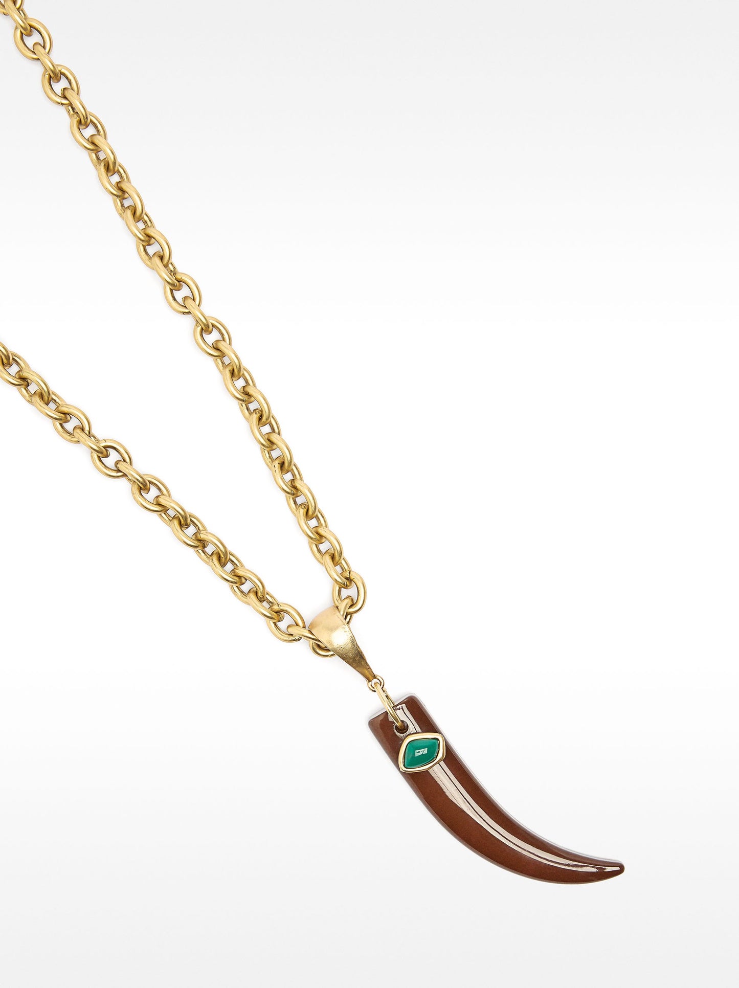 Long Necklace Of Links With Stone Pendant