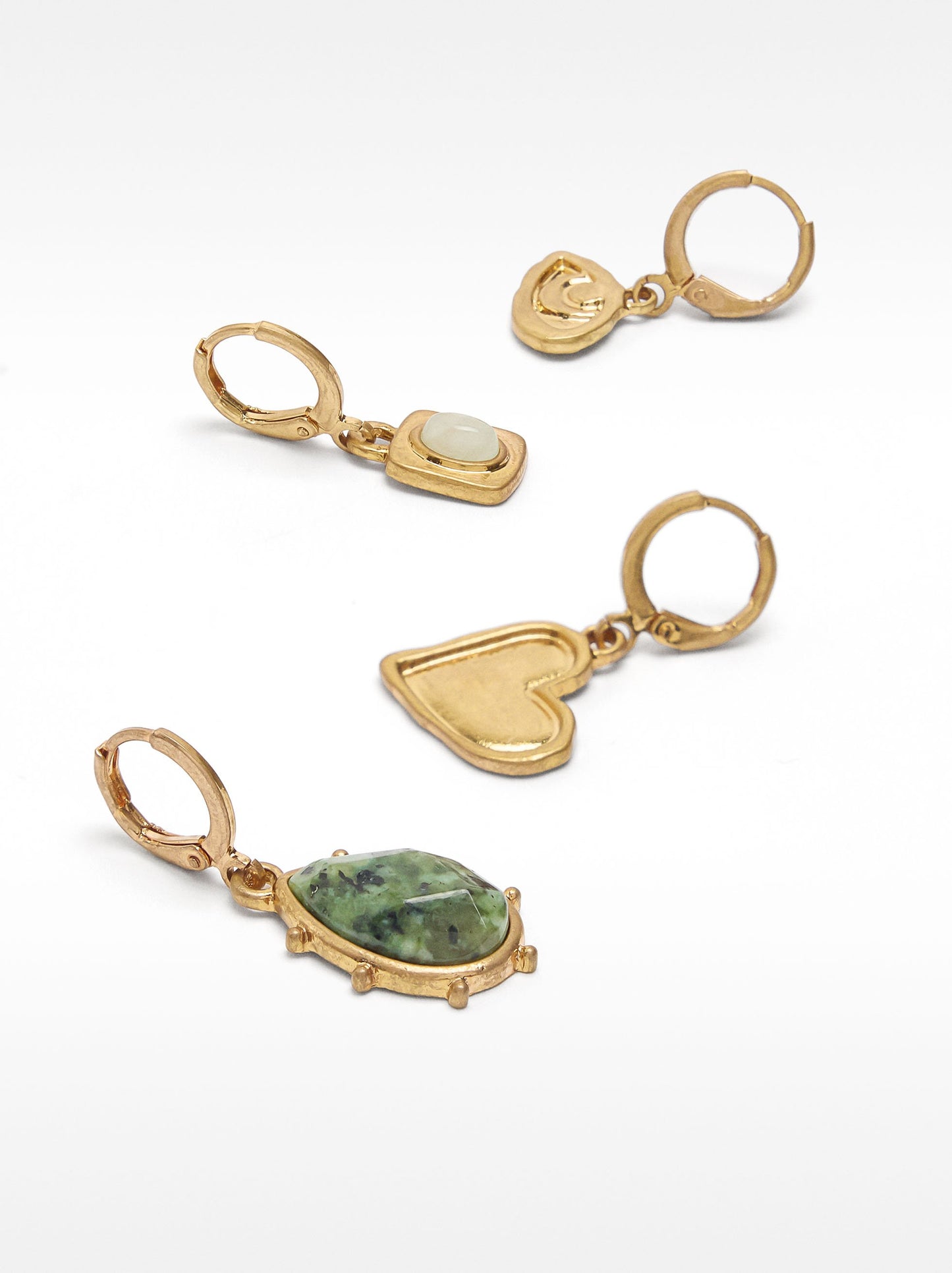 Set Of Hoop Earrings With Stones