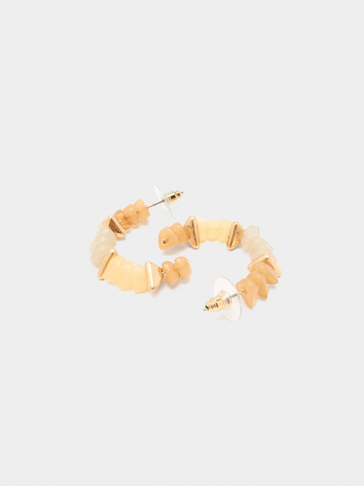 Open Hoop Earrings With Stone-Effect Beads