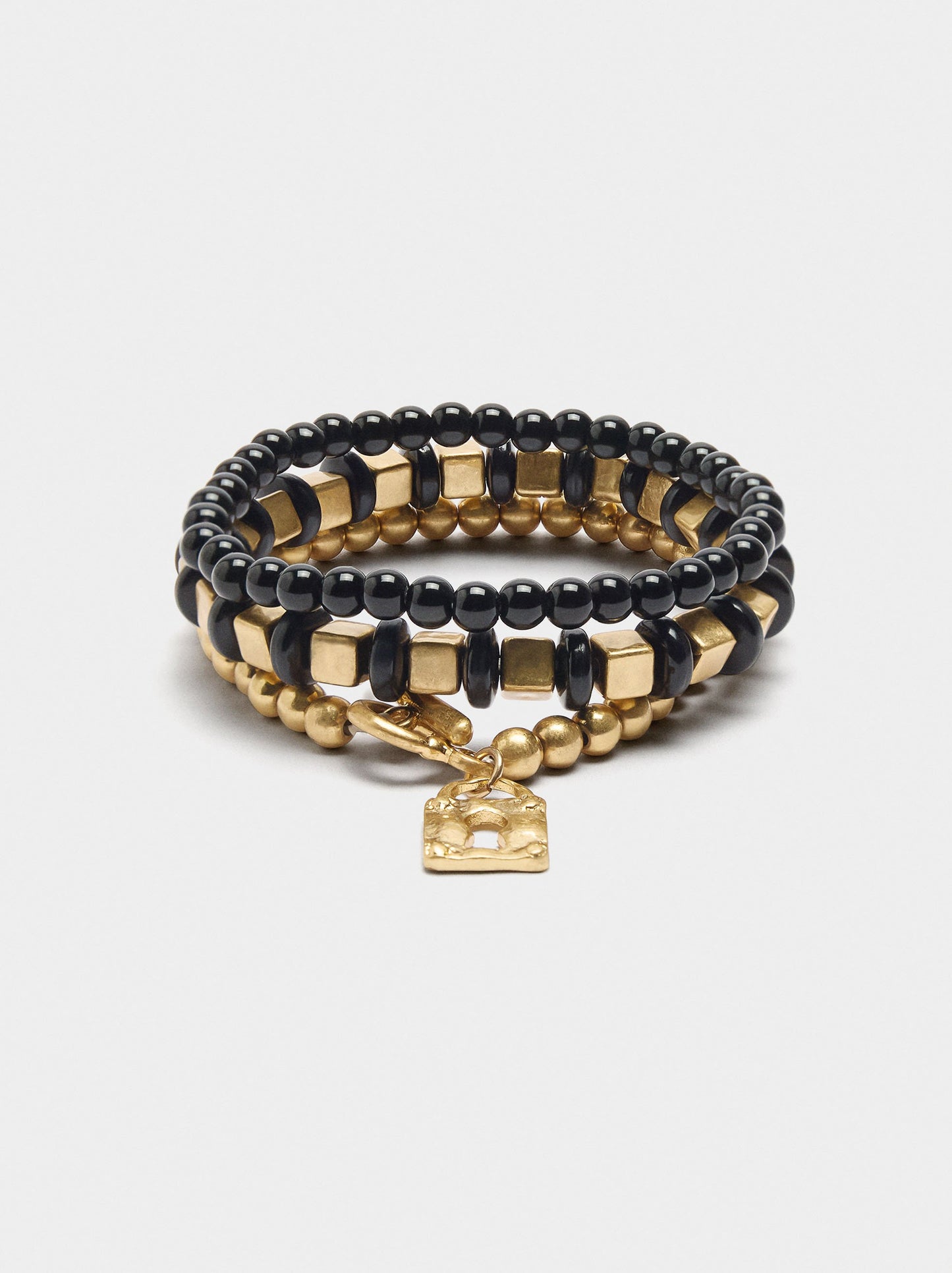 Set Of Elastic Bracelets With Beads
