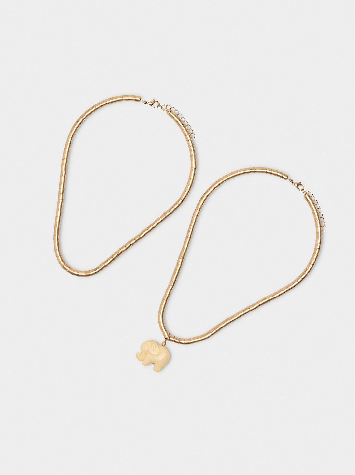 Set Of Short Necklaces With Elephant Pendant