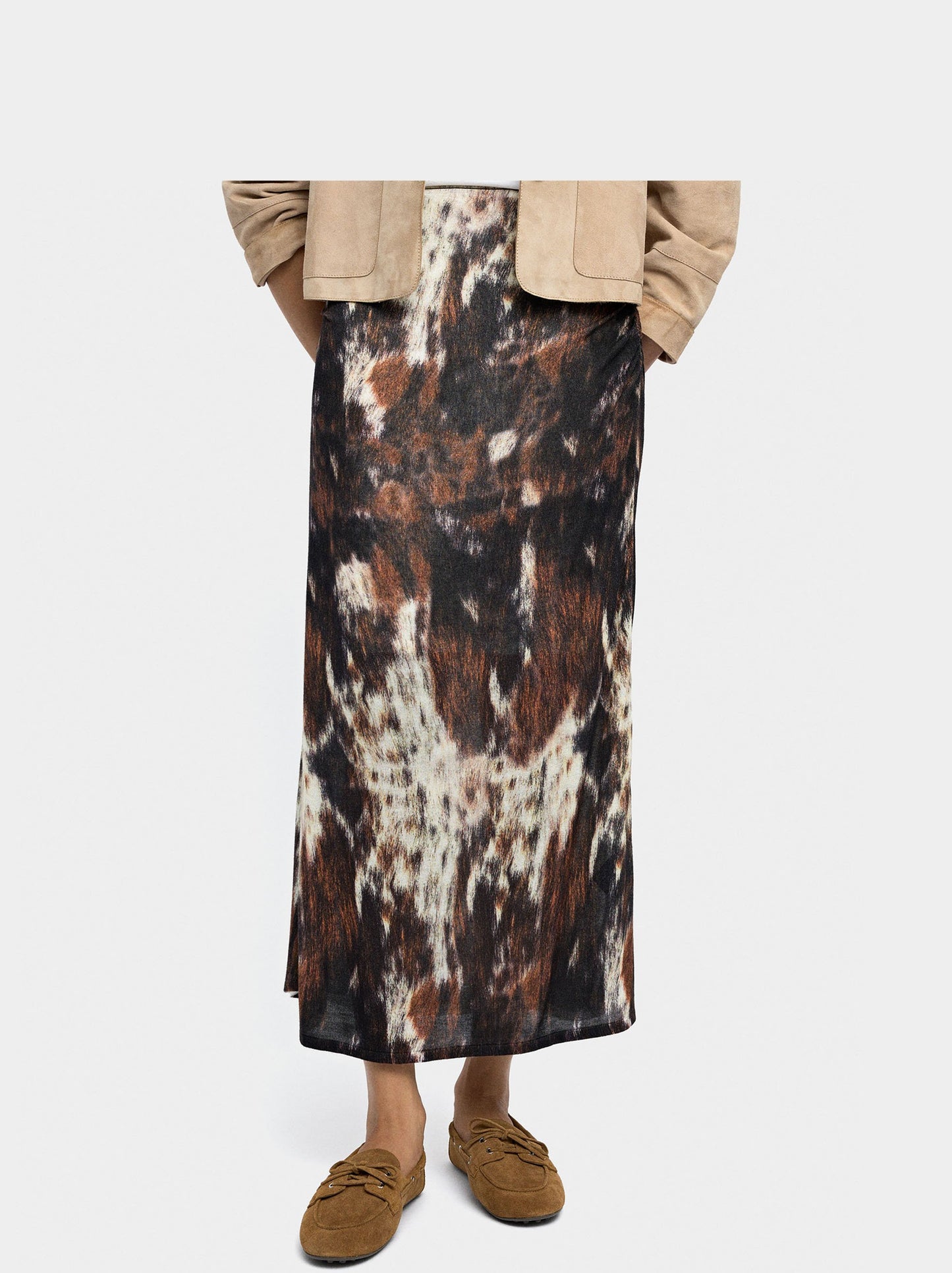Long Skirt In Knit Printed With Animal Print
