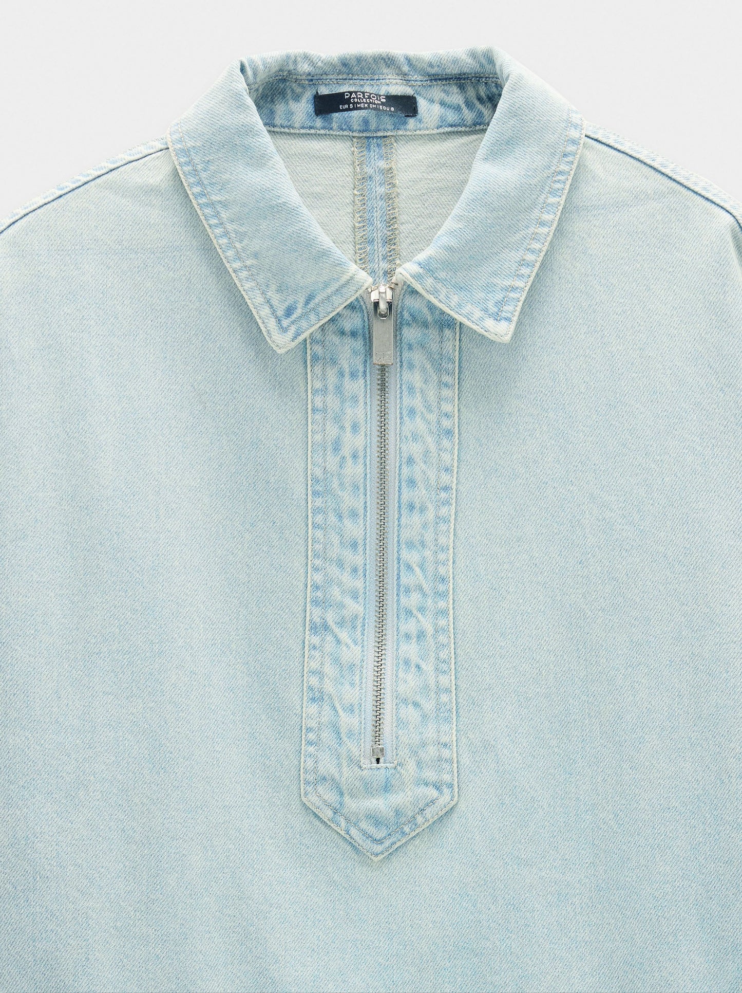 Denim Shirt With Zipper Closure