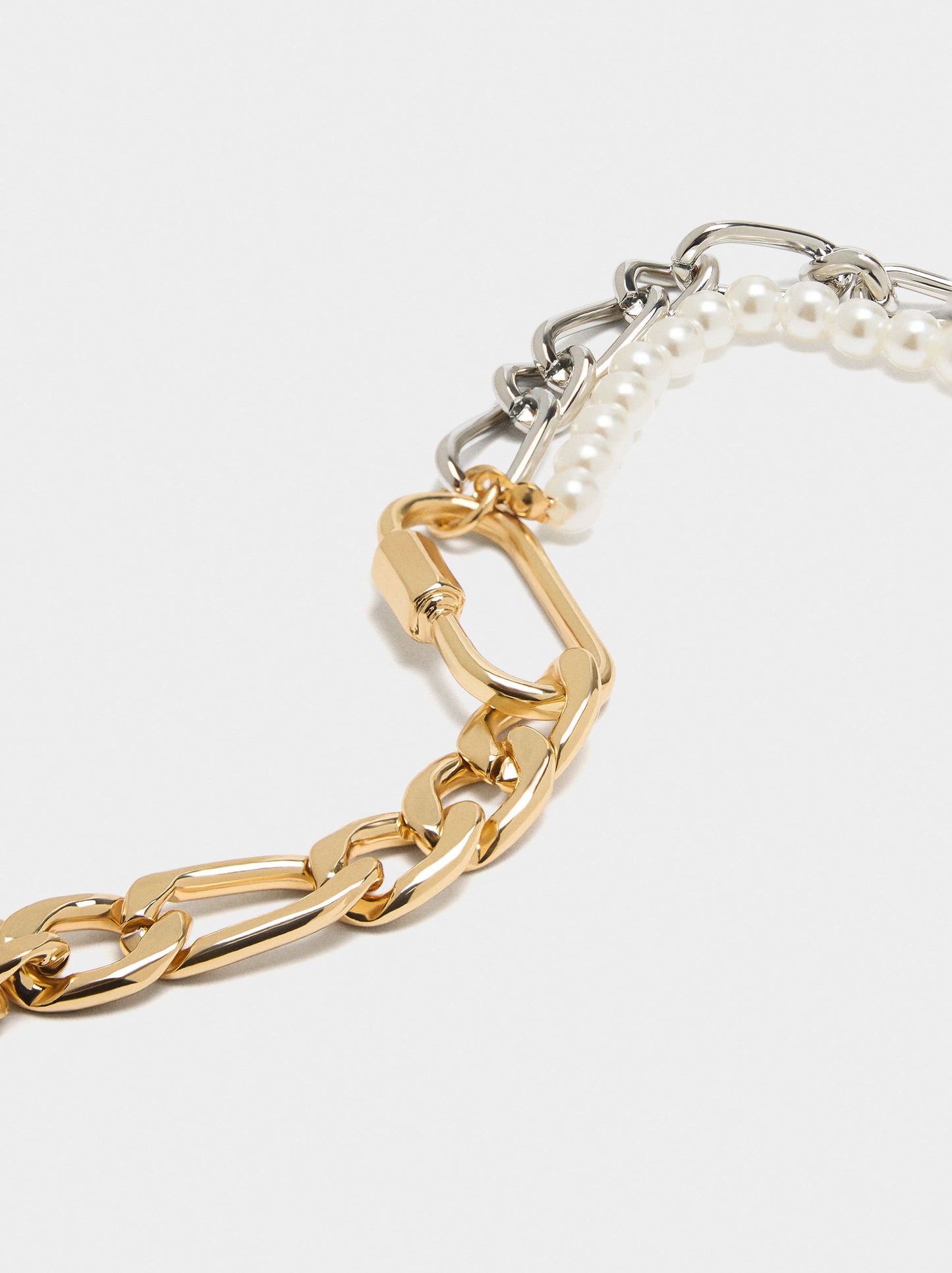 Bicolor Links Bracelet With Pearls