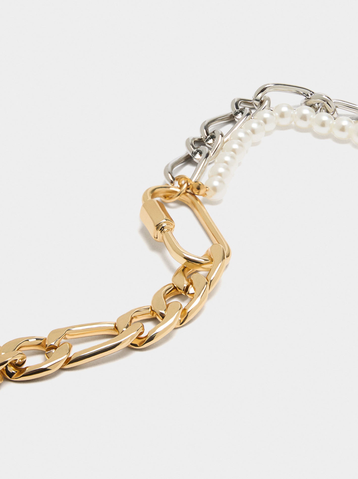 Bicolor Links Bracelet With Pearls