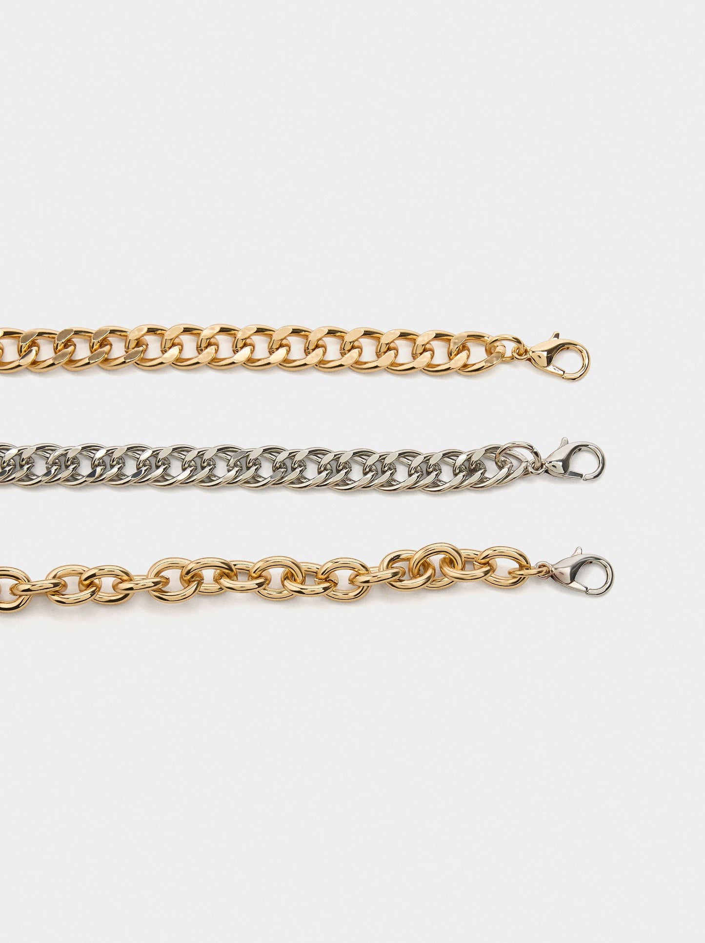 Set Of Bicolor Link Necklaces With Pearls
