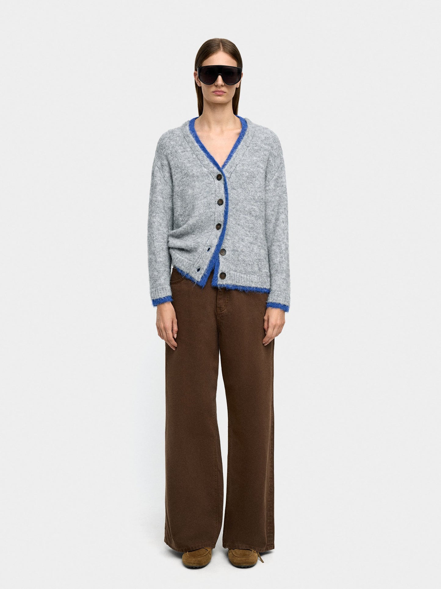 Knit Cardigan With Contrast Edges