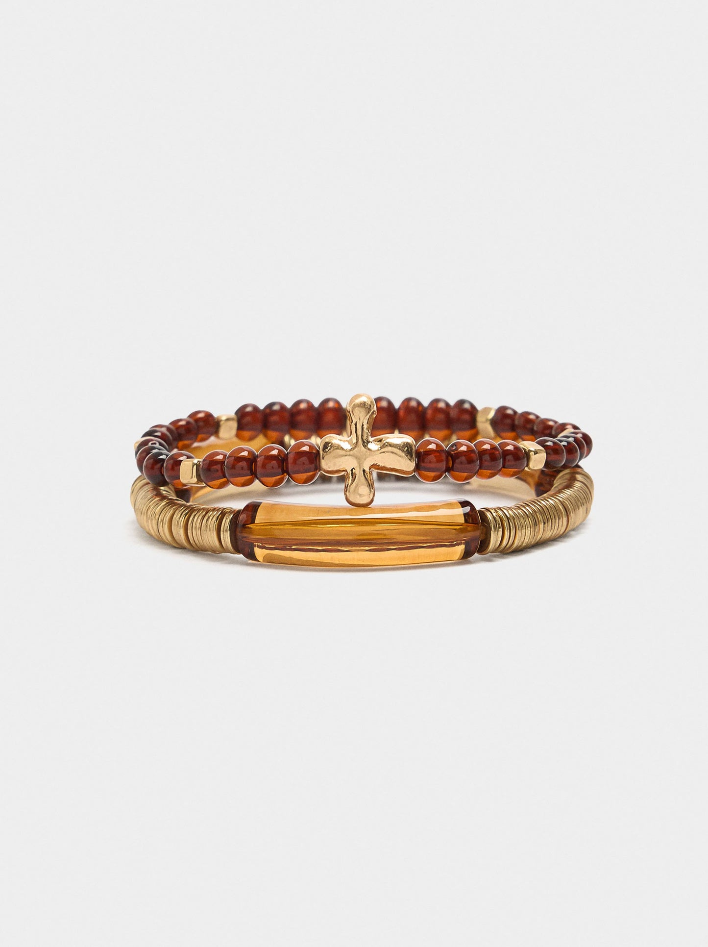Set Of Elastic Bracelets With Stone Effect