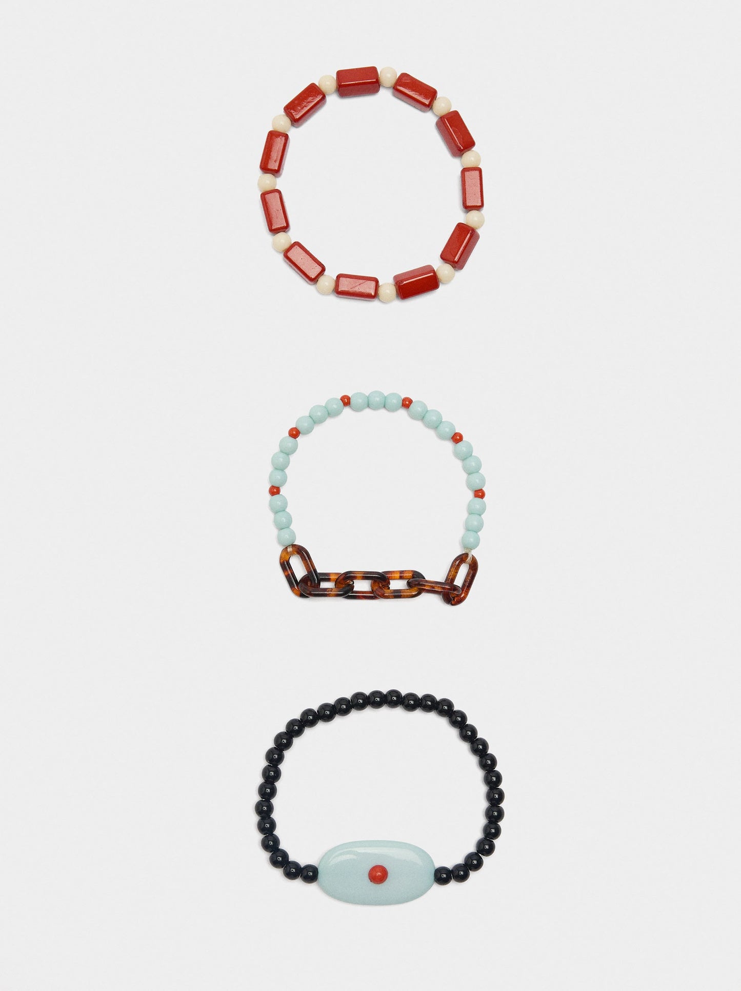 Set Of Multicolor Bracelets With Resin