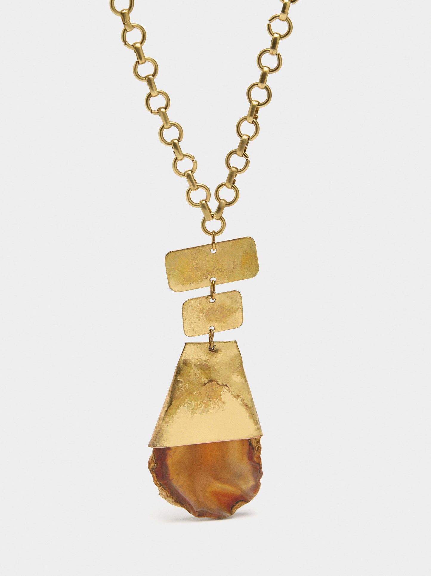 Long Necklace With Stone Pendant