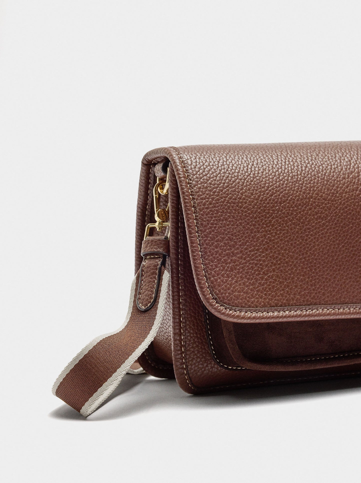 Crossbody Bag With Texture And Flap