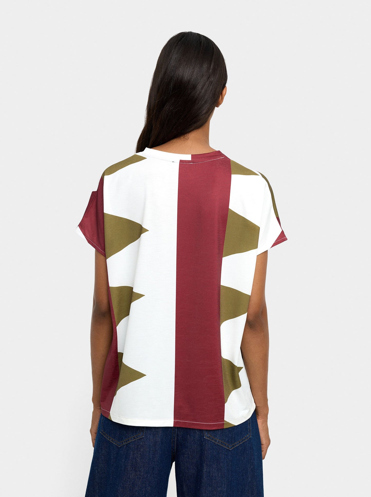 T-Shirt With Print And V-Neck