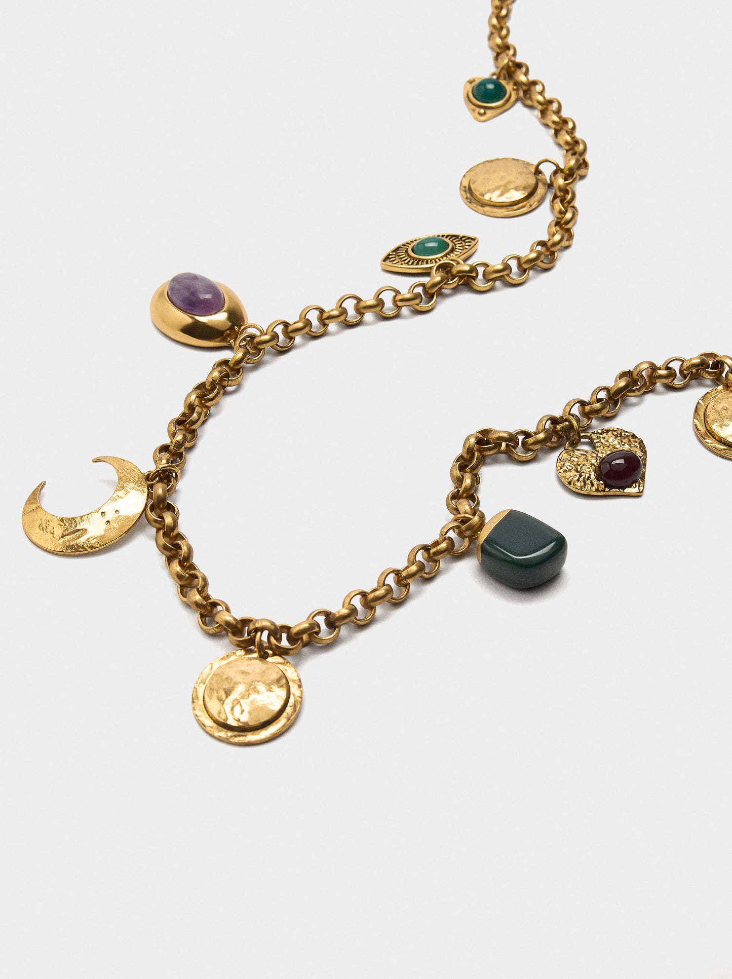 Long Necklace Of Links With Stones