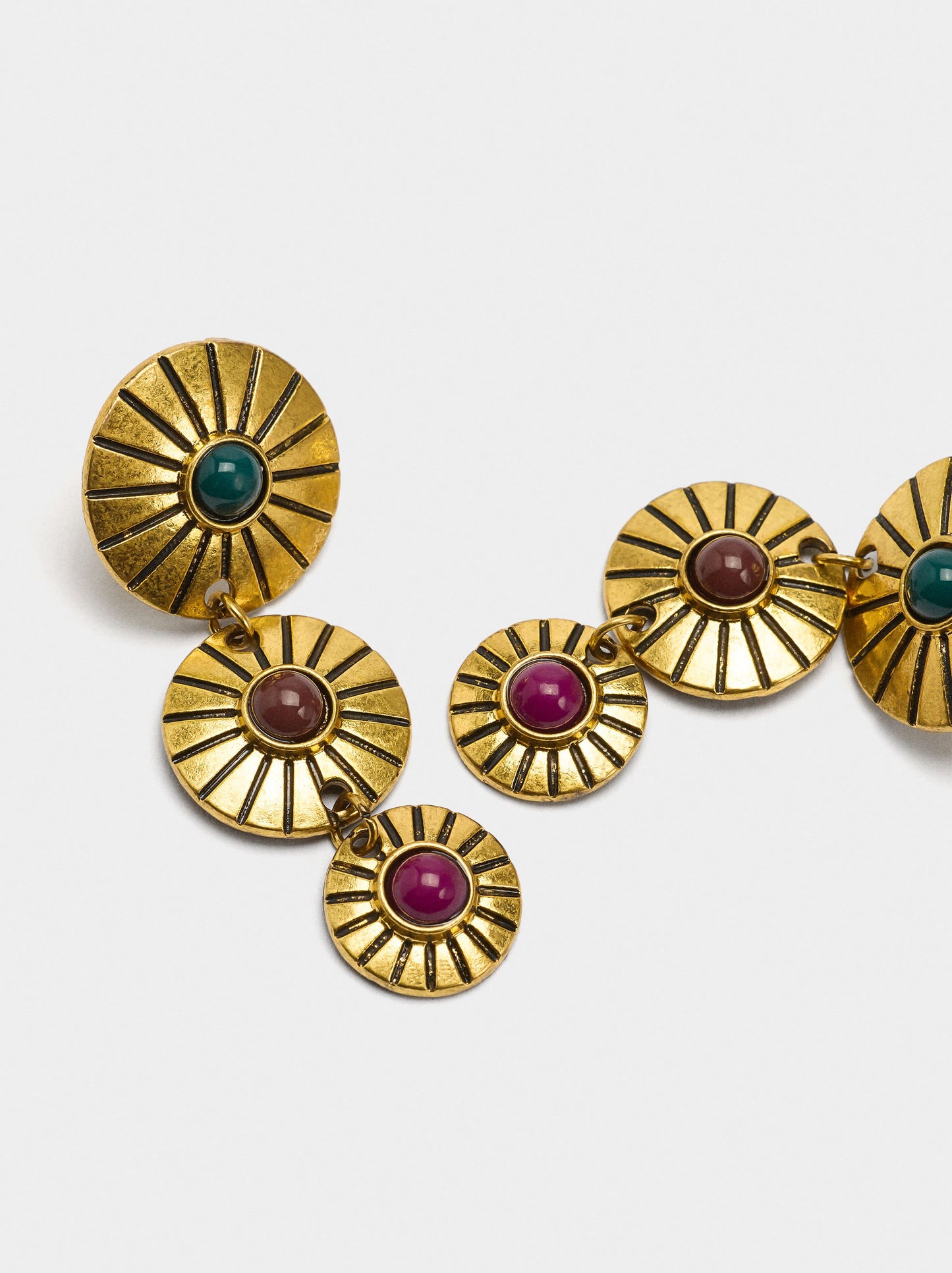 Long Earrings With Striped Circles