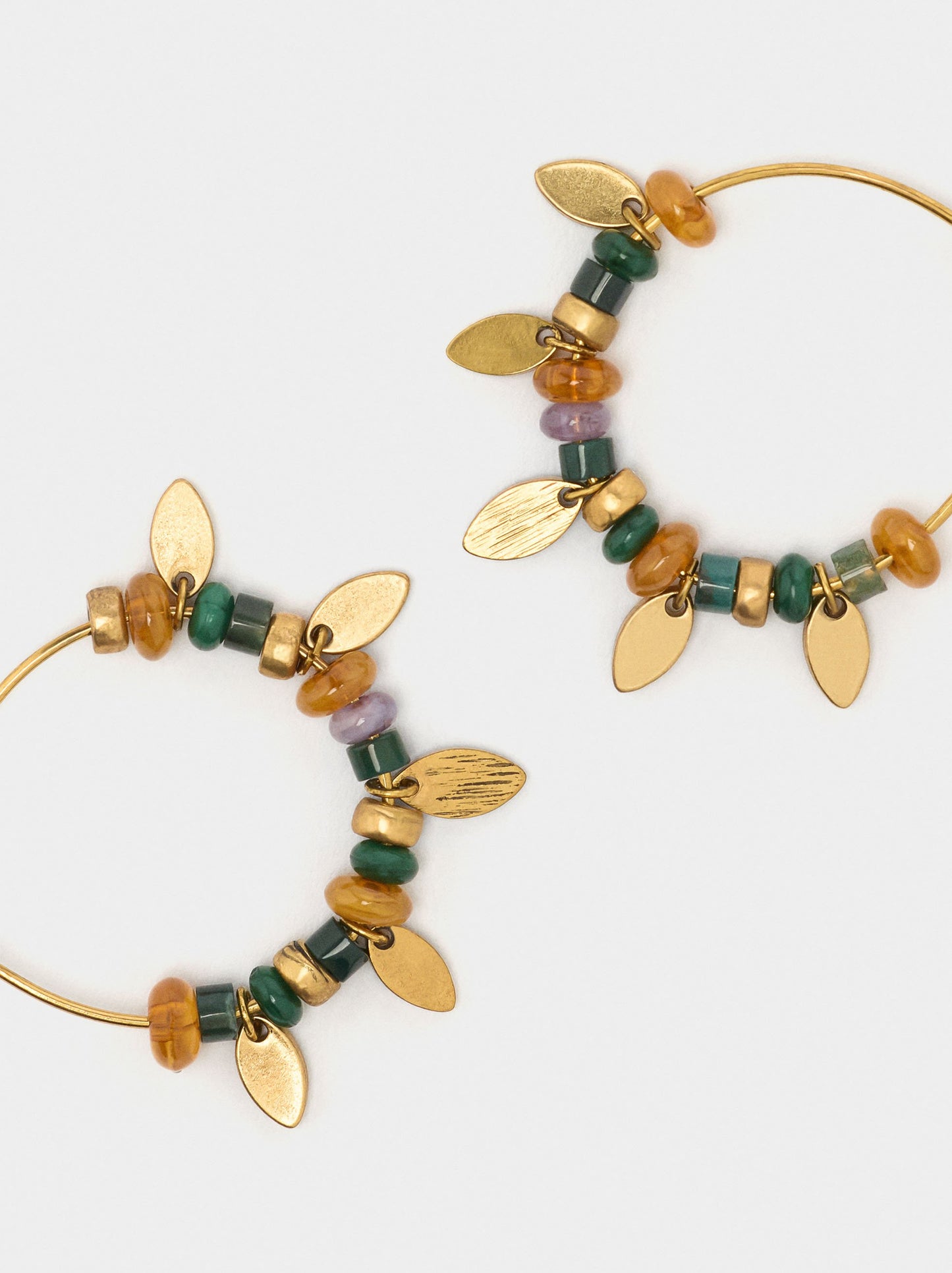 Hoop Earrings With Beads Stone Effect