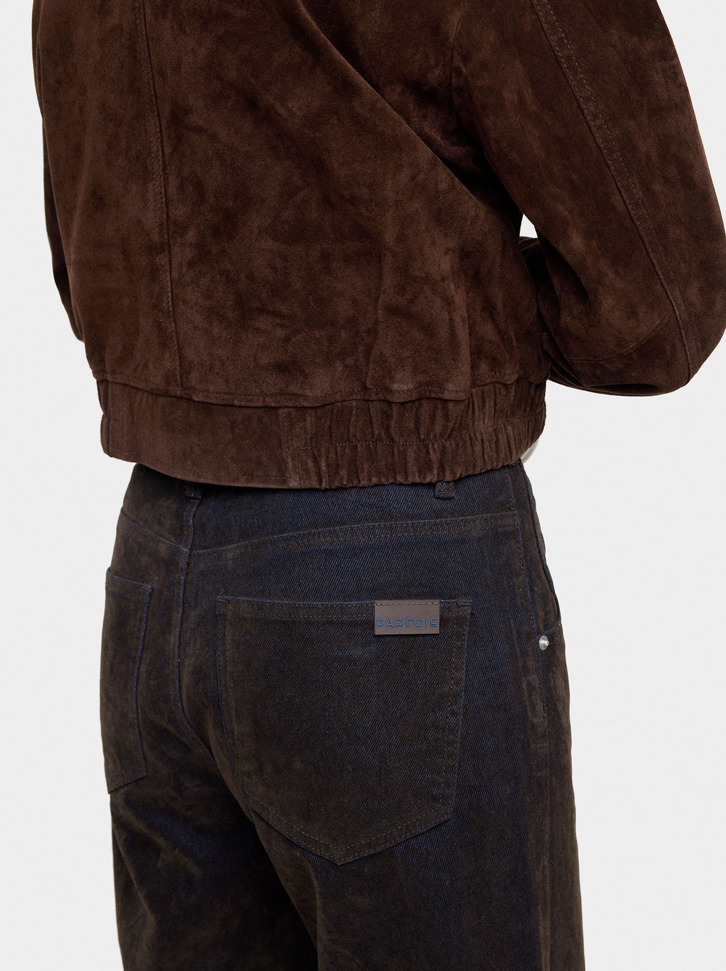 Denim Trousers With Velvet Effect