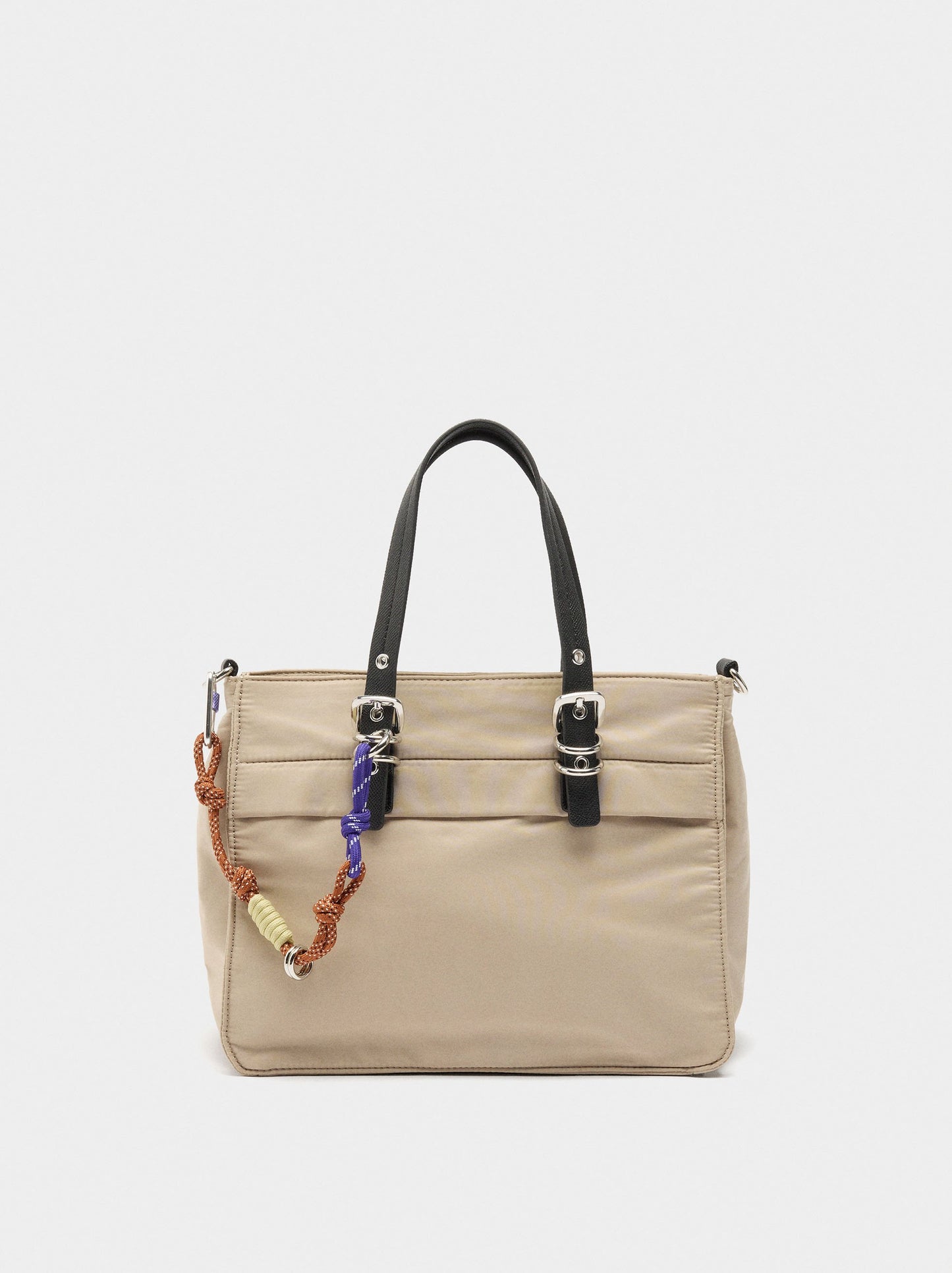 Nylon Tote Bag With Charm
