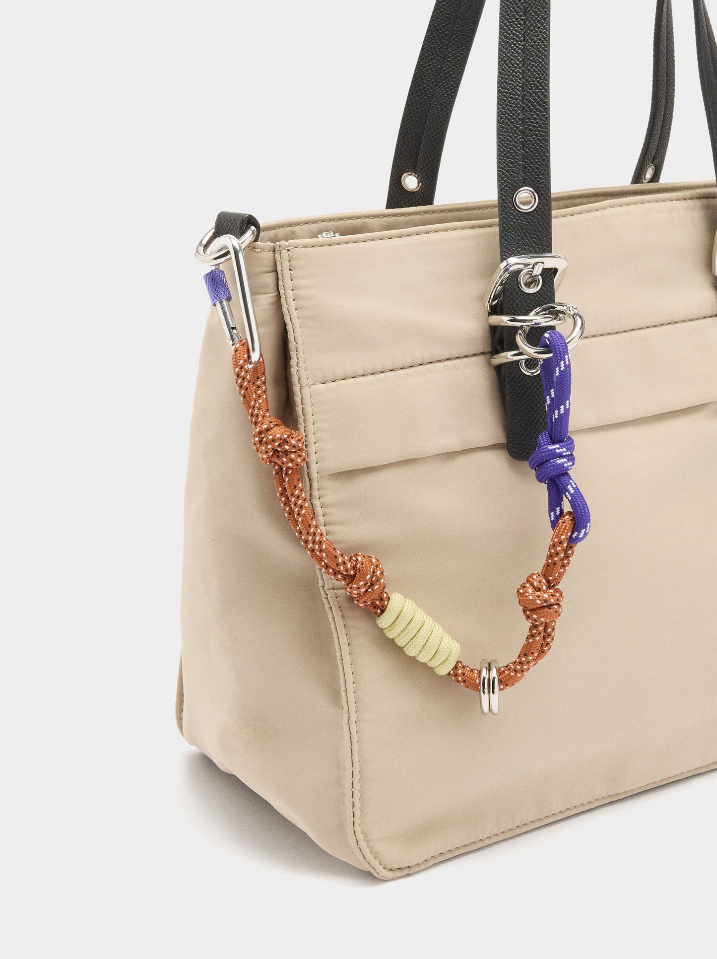 Nylon Tote Bag With Charm
