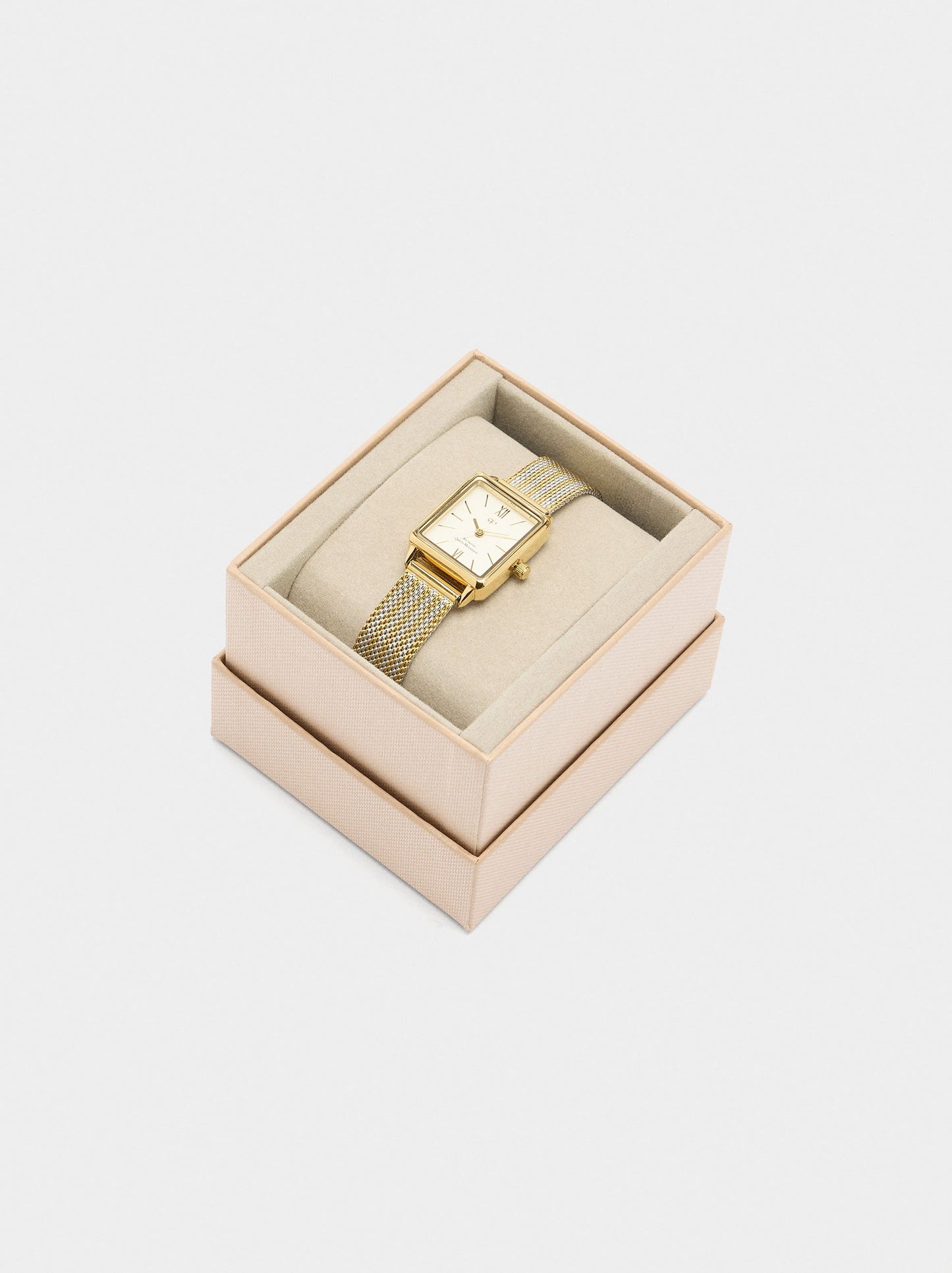 Watch With Bicolor Steel Mesh Strap