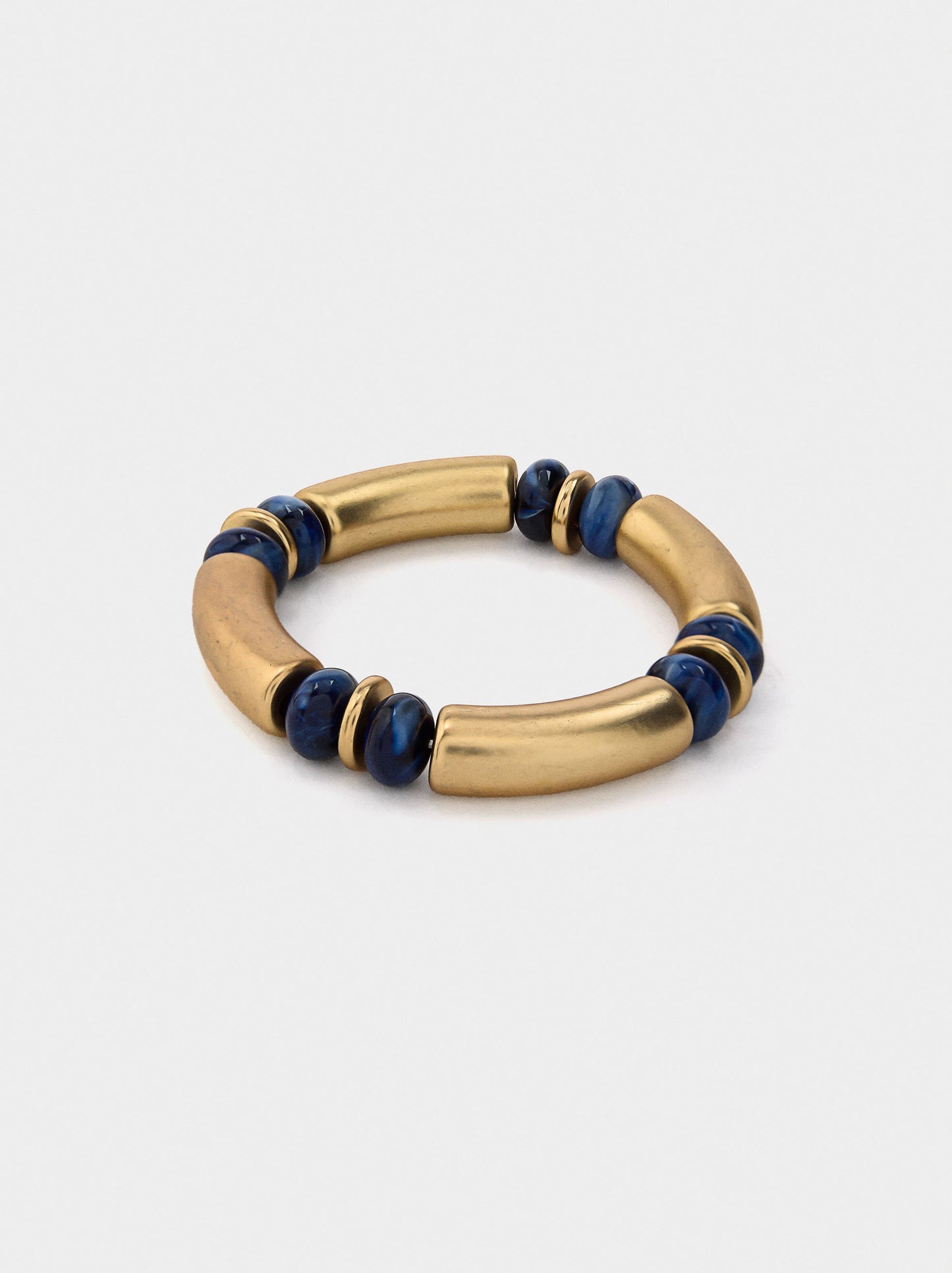 Segmented Bracelet With Beads Stone Effect