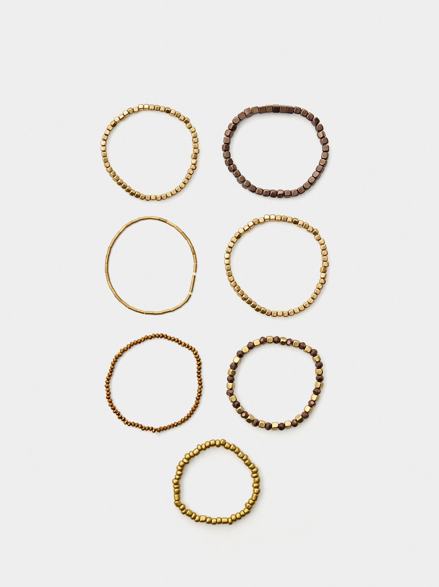 Set Of Elastic Bracelets With Beads