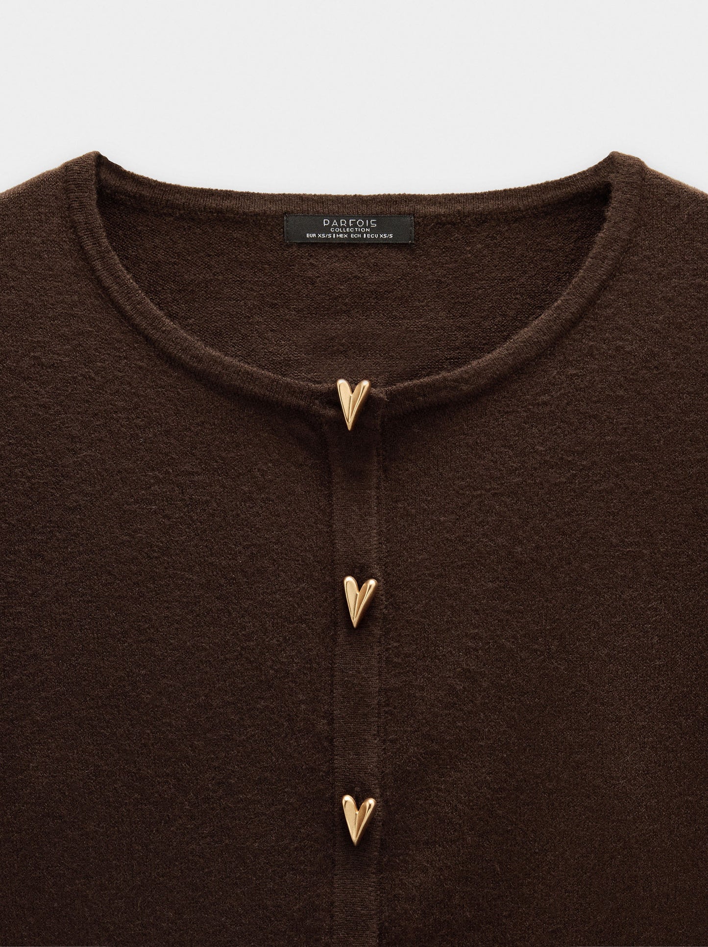 Knit Mesh Cardigan With Heart Buttons