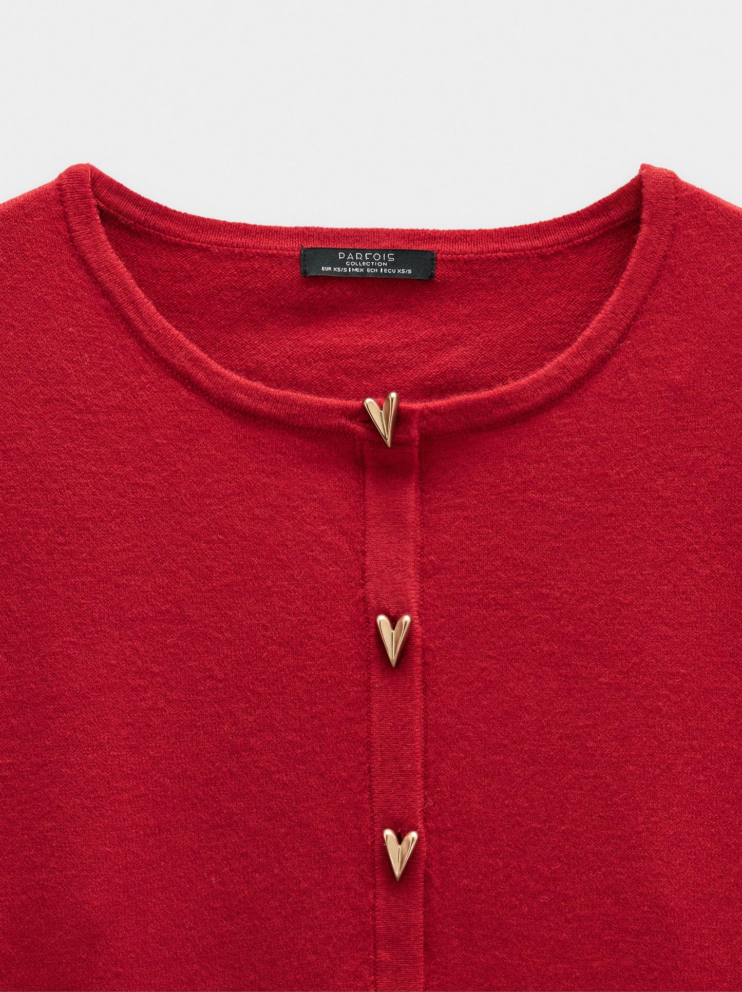 Knit Mesh Cardigan With Heart Buttons