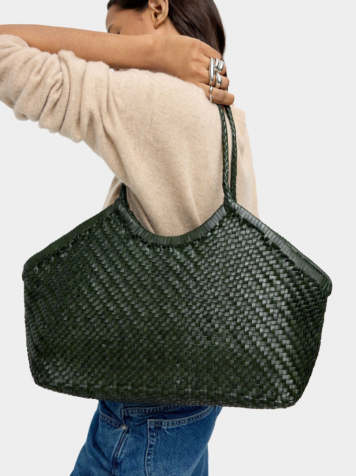 Woven Leather Shopper Bag