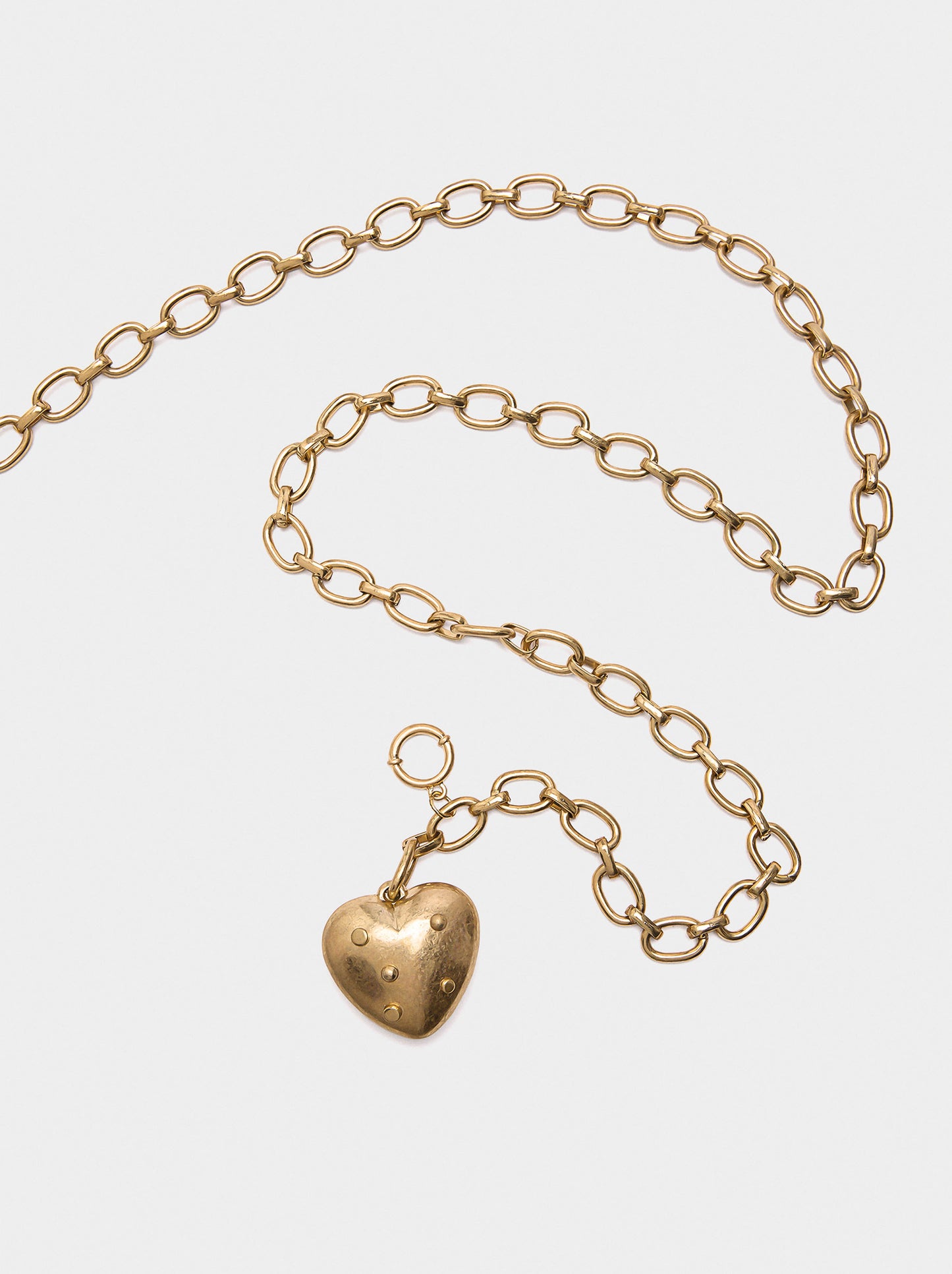 Long Necklace Of Links With Heart Pendant