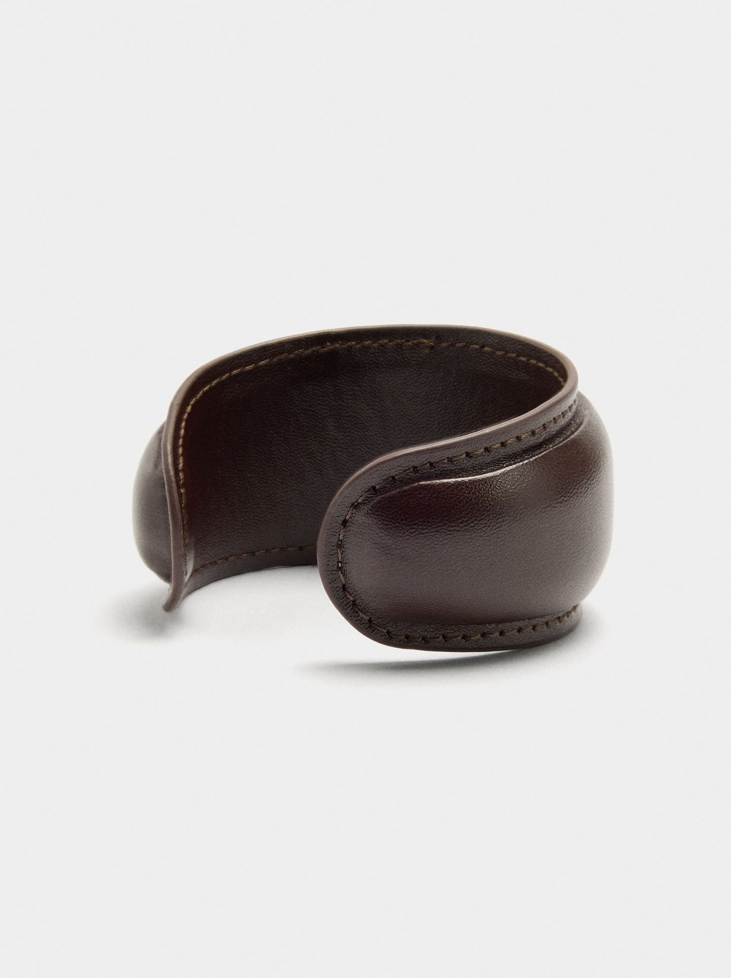 Rigid Bracelet With Leather-Effect