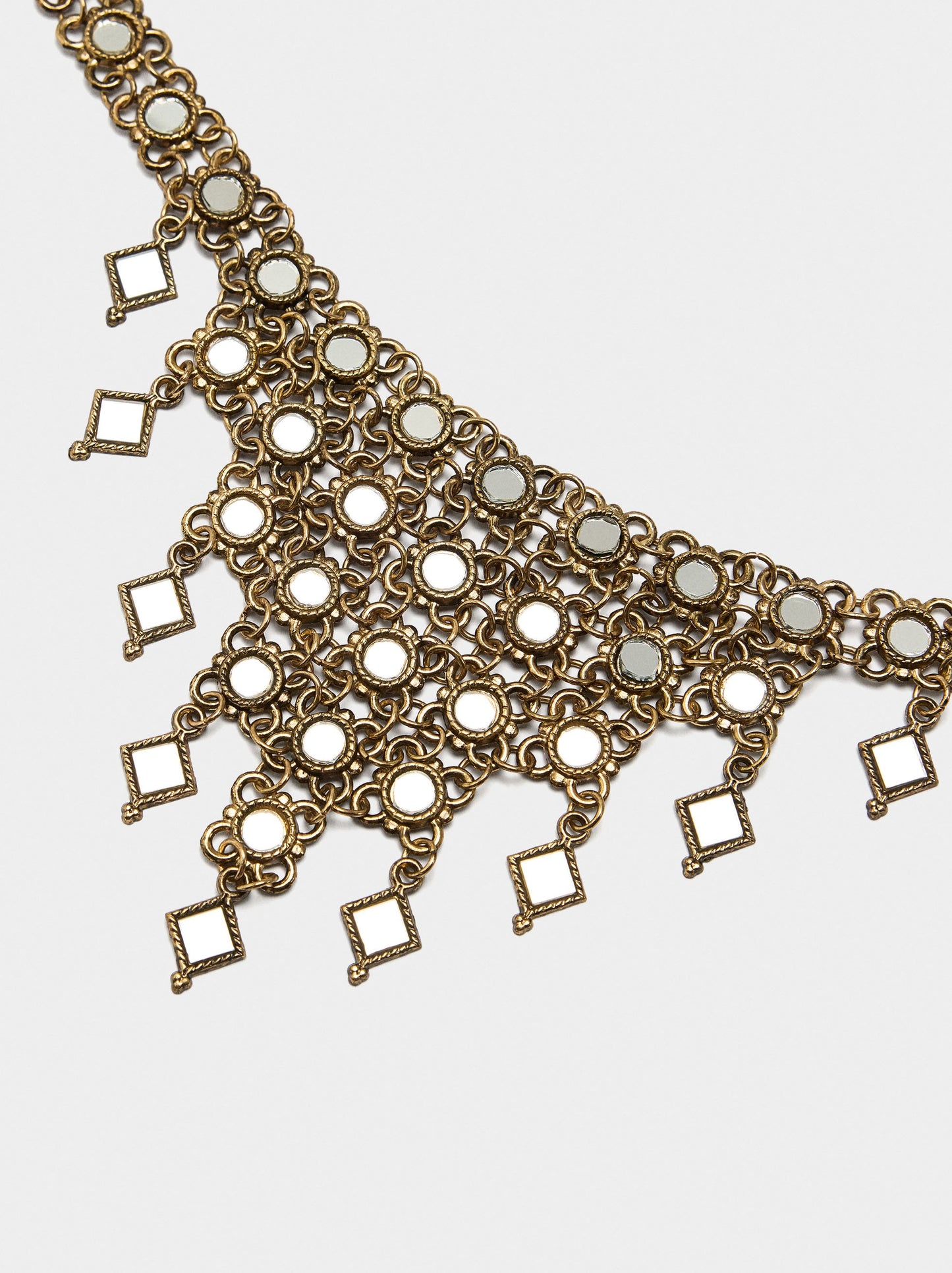 Short Mirror Diamond-Shaped Necklace