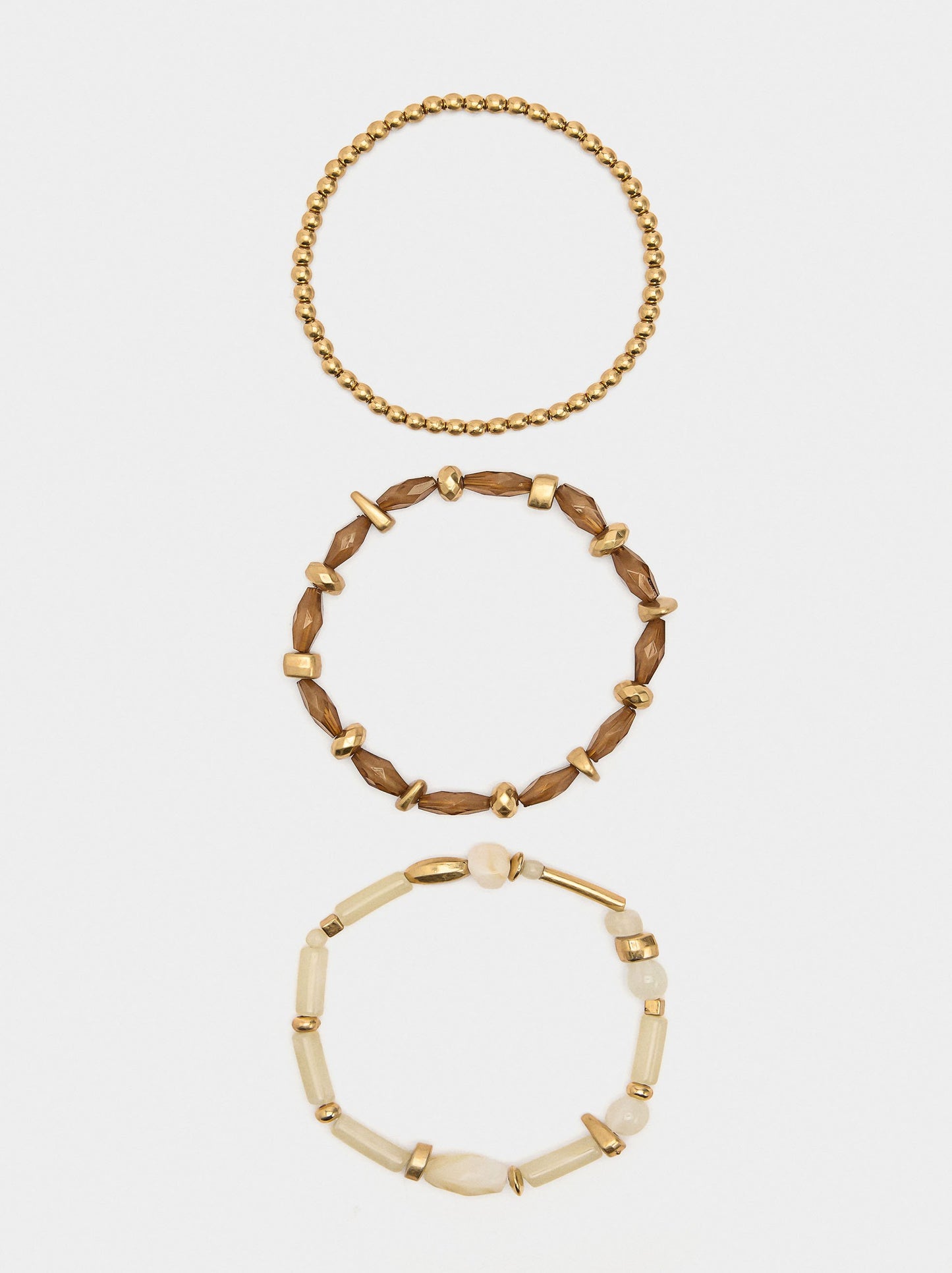 Set Of Elastic Bracelets With Stone Effect