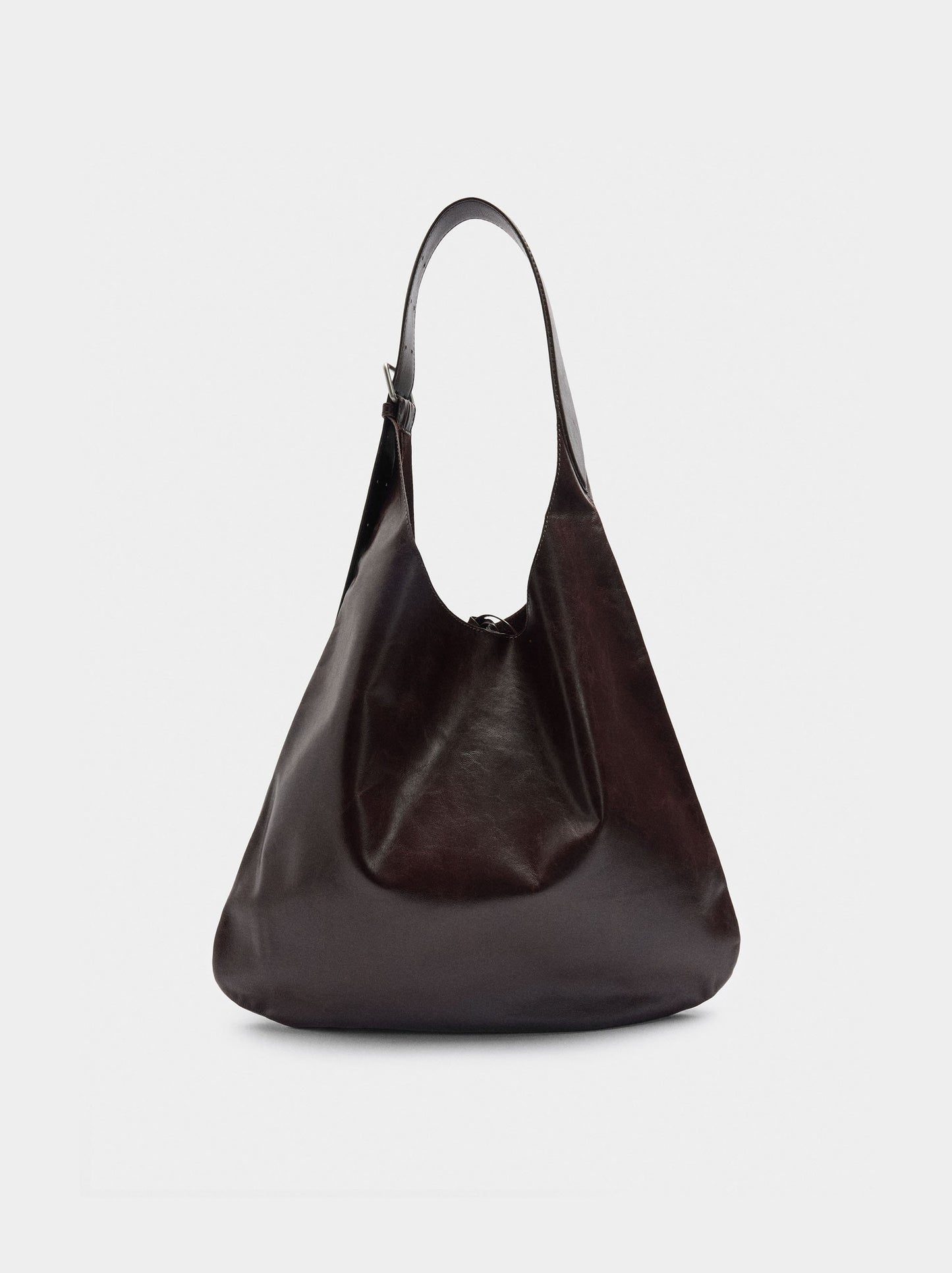 Leather Shoulder Bag With Buckle