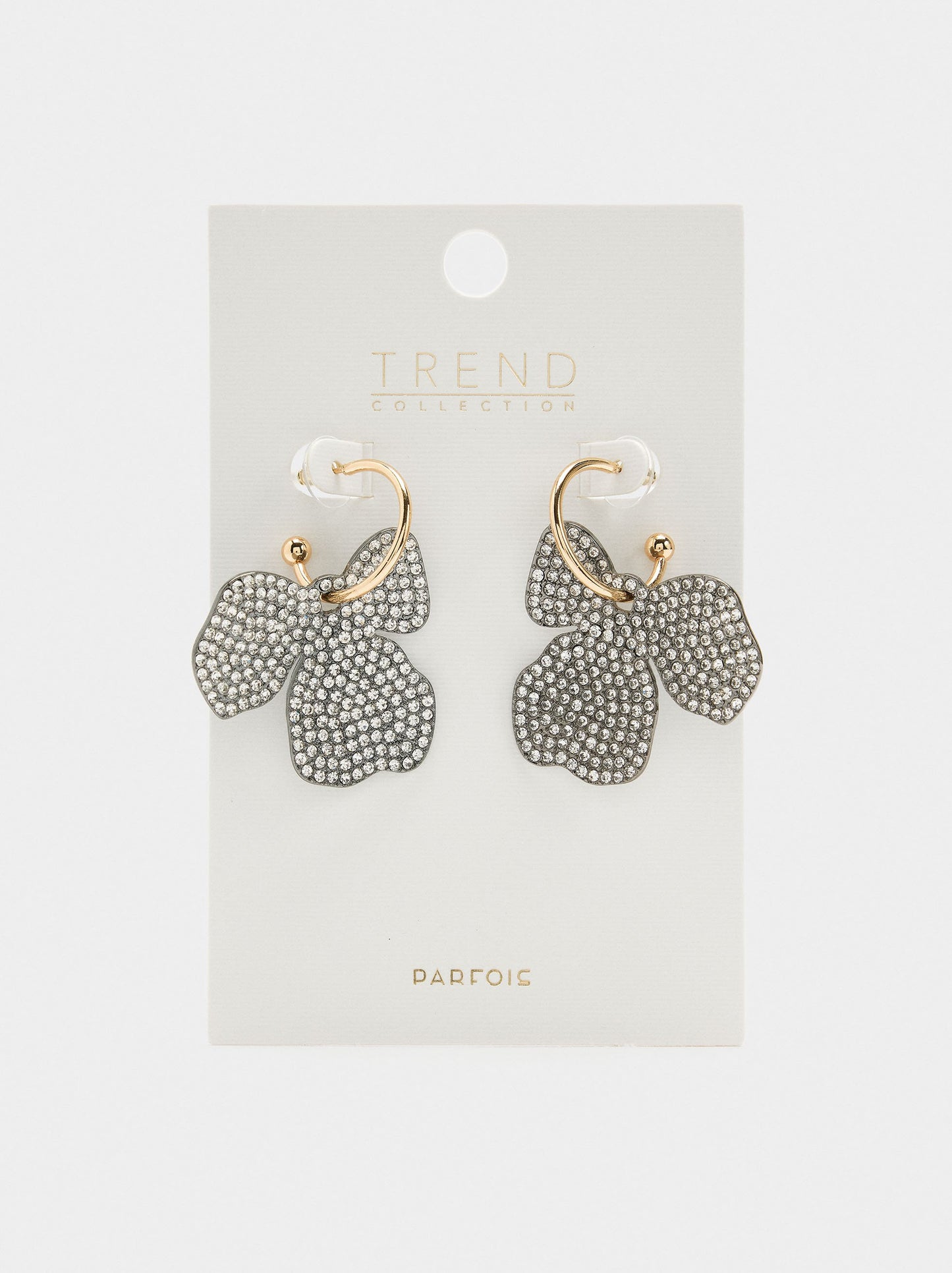 Open Hoop Earrings With Flower And Crystals Pendant