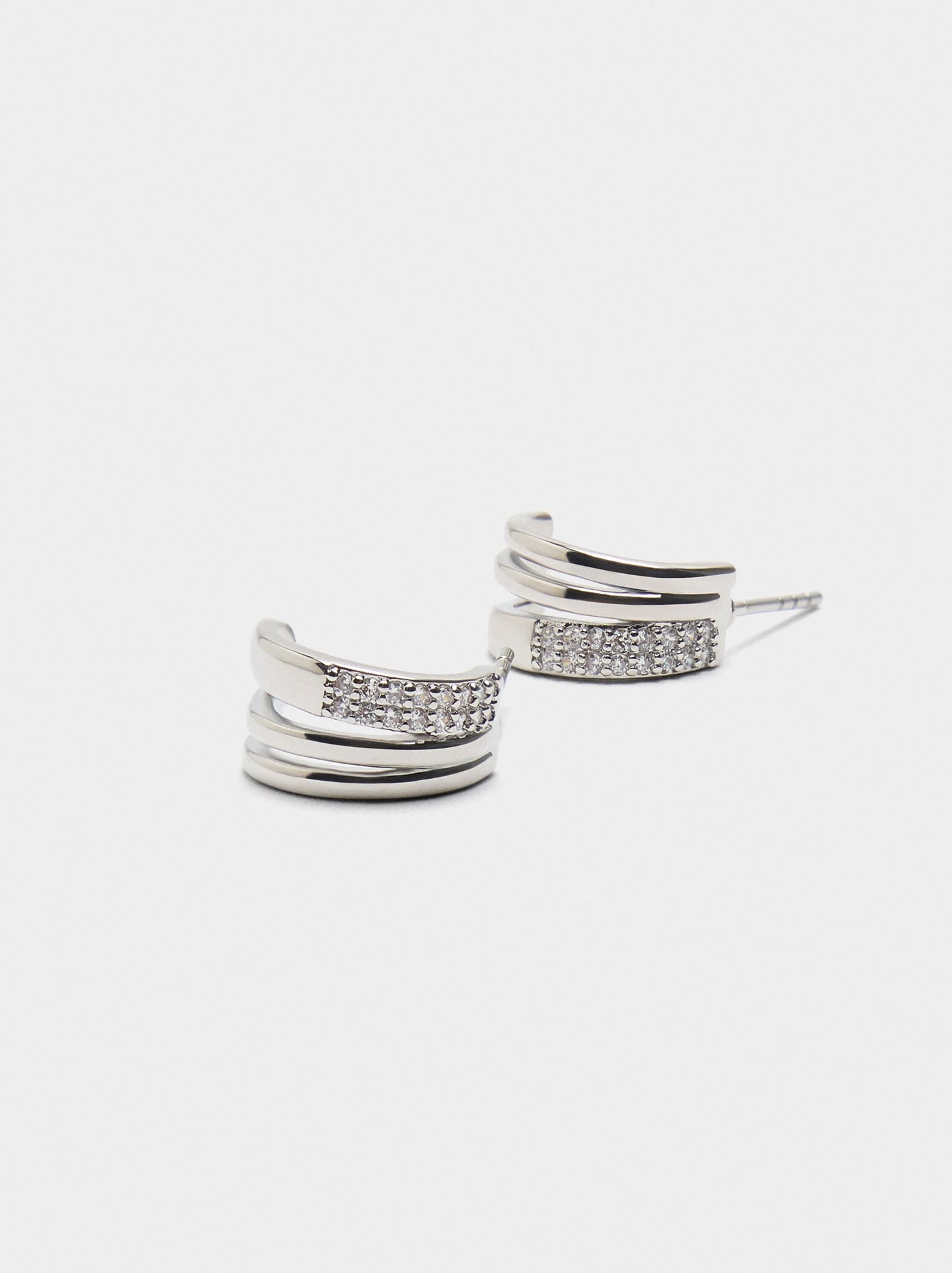 Open Hoop Earrings With Zirconia