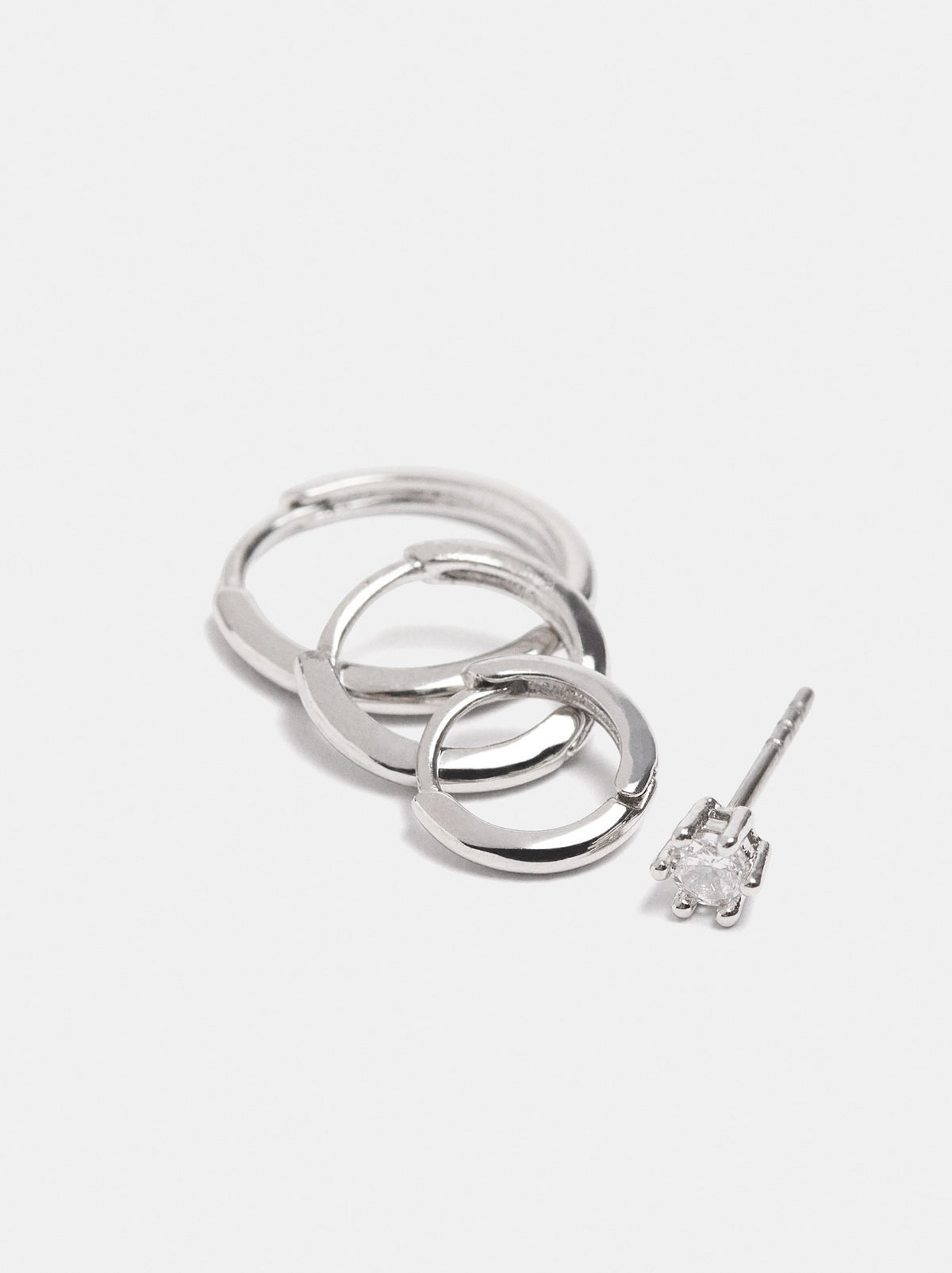 Set Of Hoop Earrings And Earring With Zirconia