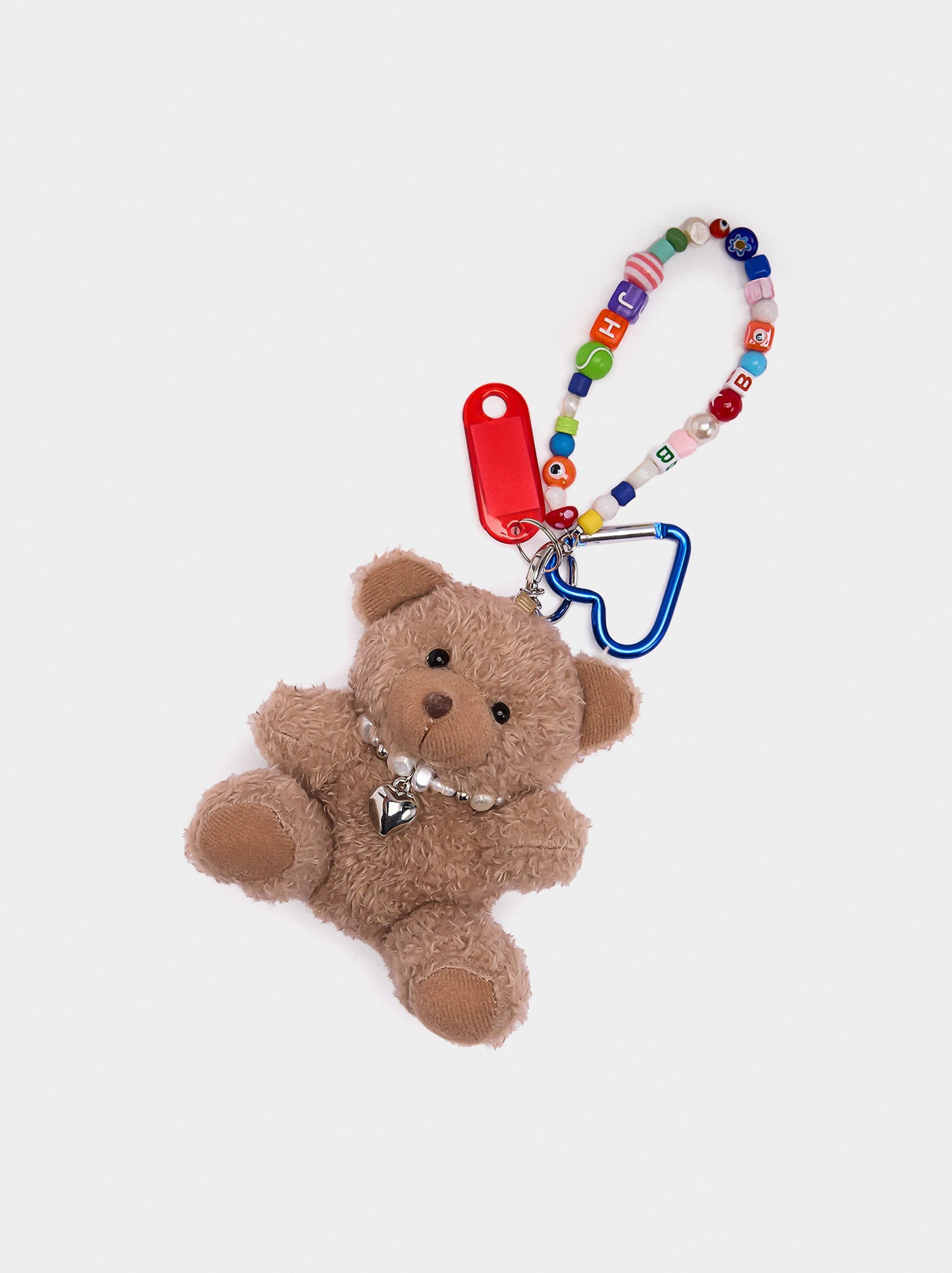 Keychain Charm Teddy Bear With Heart Carabiner