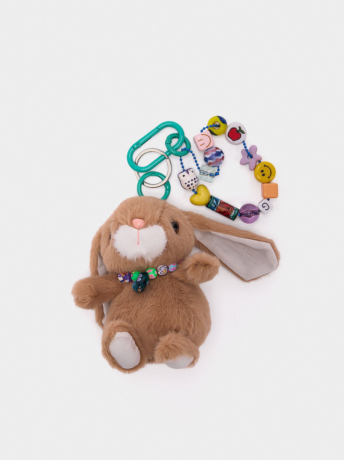 Keychain Charm With Rabbit And Multicolor Beads