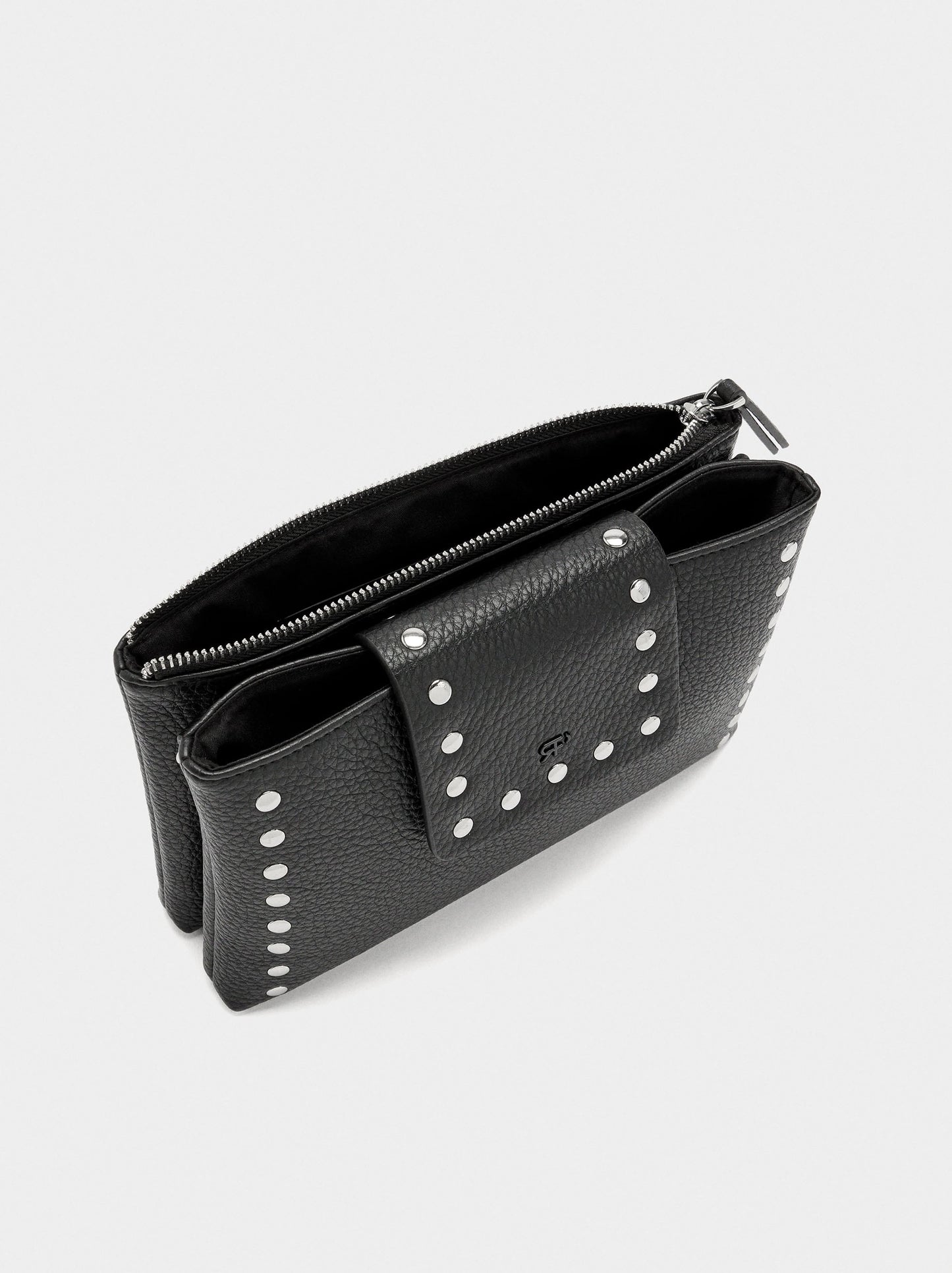 Double Crossbody Bag With Texture And Studs