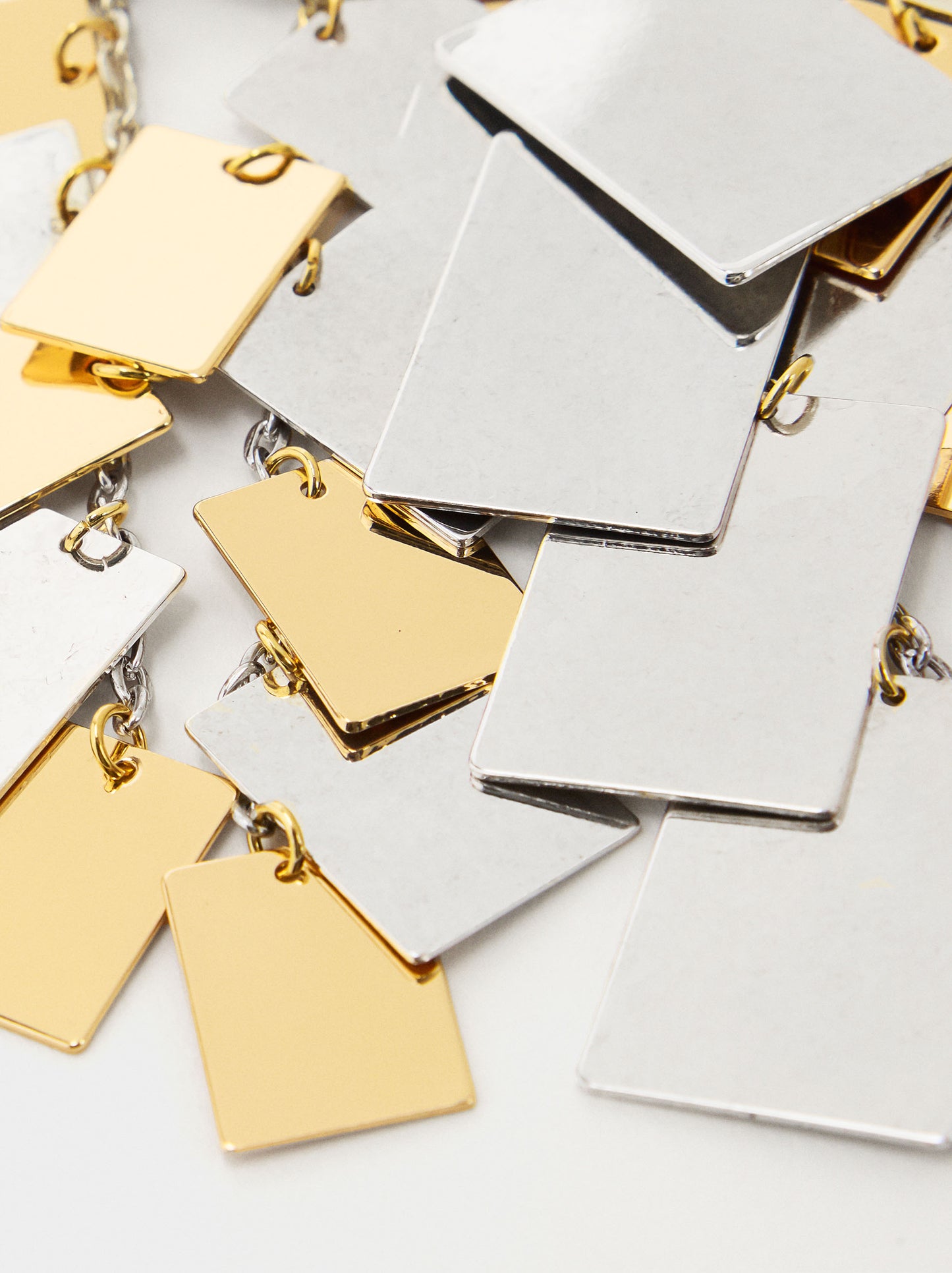 Long Bicolor Necklace With Multiple Squares
