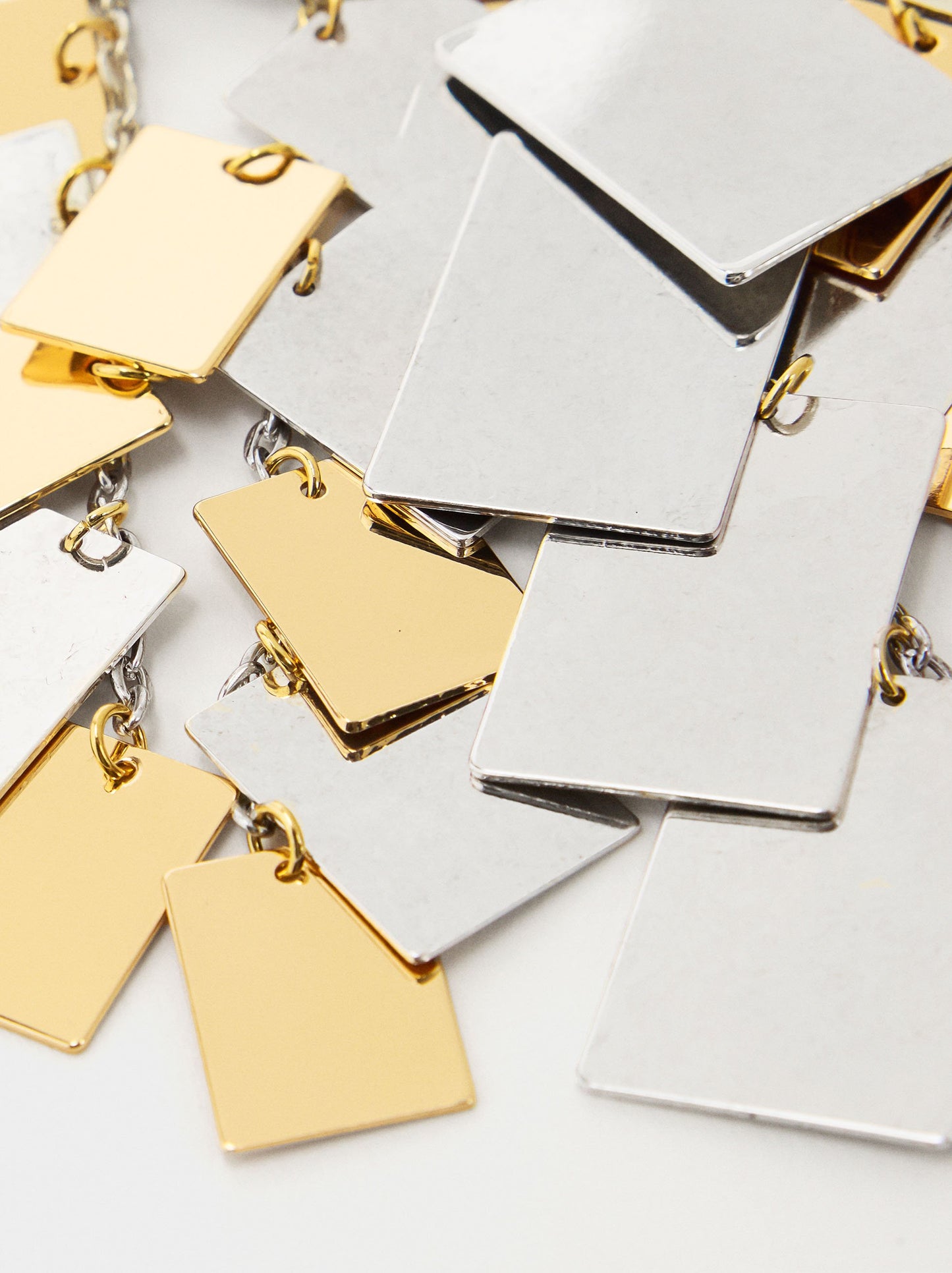 Long Bicolor Necklace With Multiple Squares