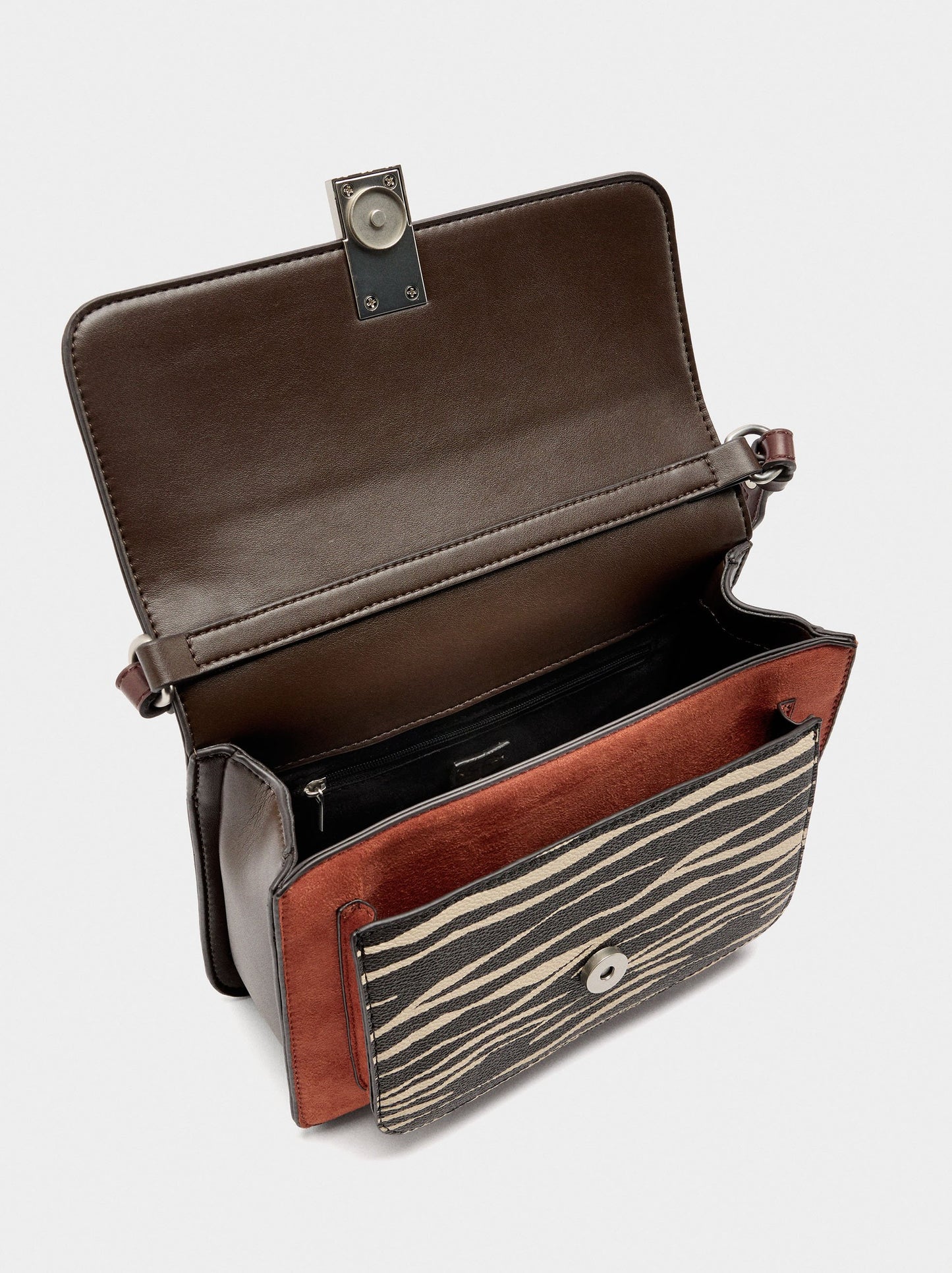 Animal Printed Crossbody Bag With Flap