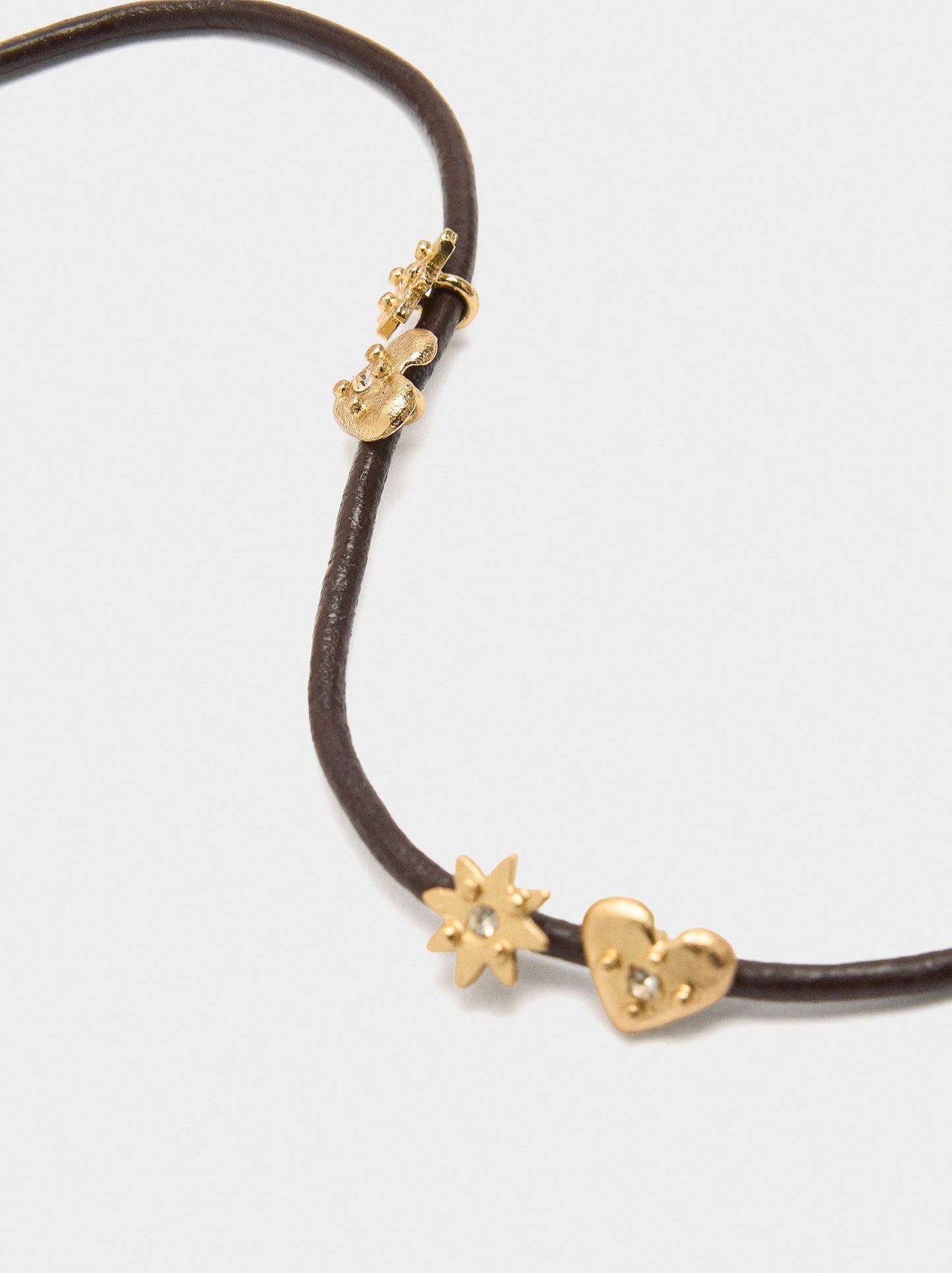 Leather Cord Bracelet With Charms