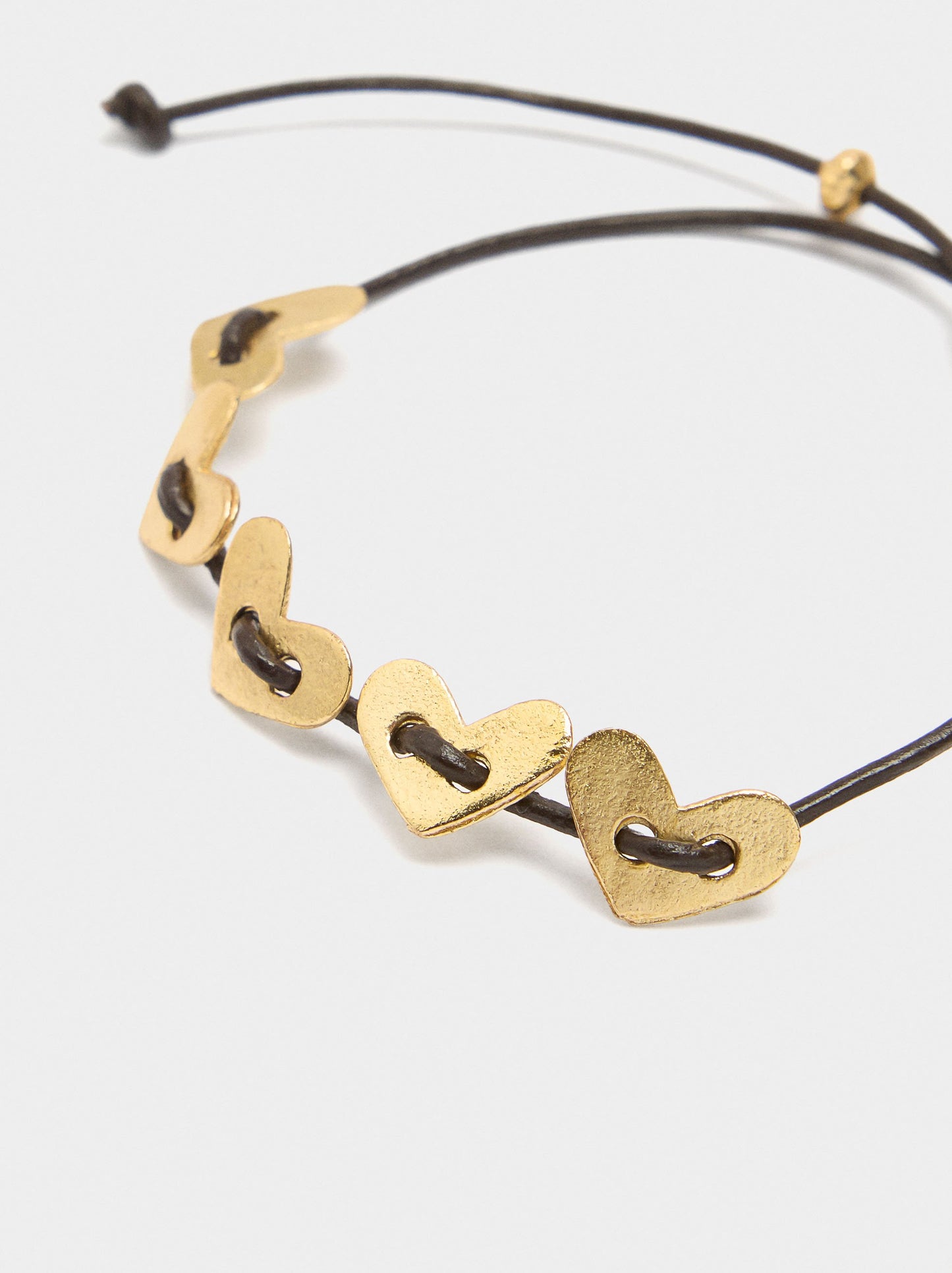 Leather Cord Bracelet With Hearts