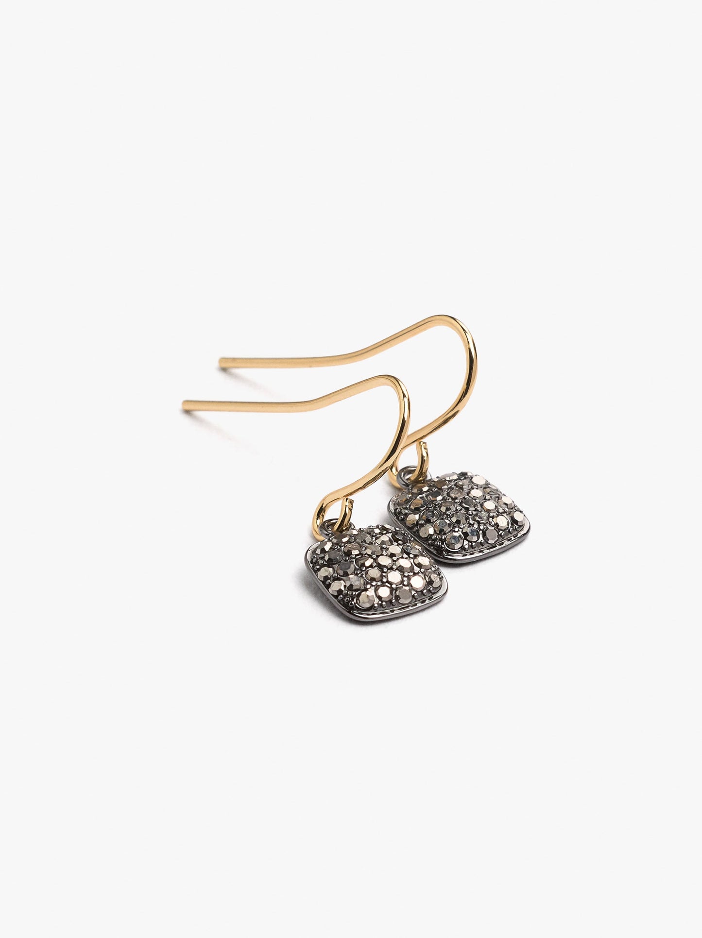 Short Square Earrings With Crystals