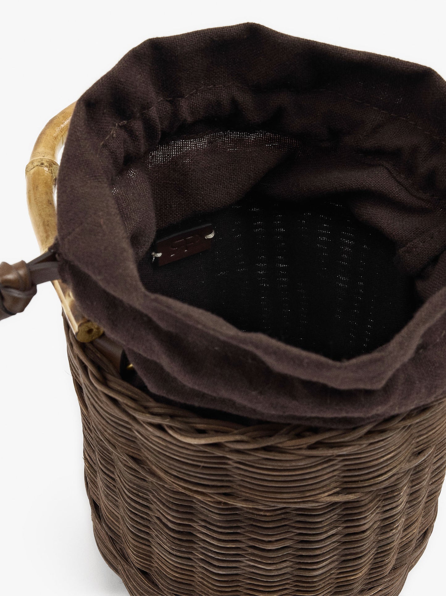 Bucket Bag Of Rattan With Bamboo